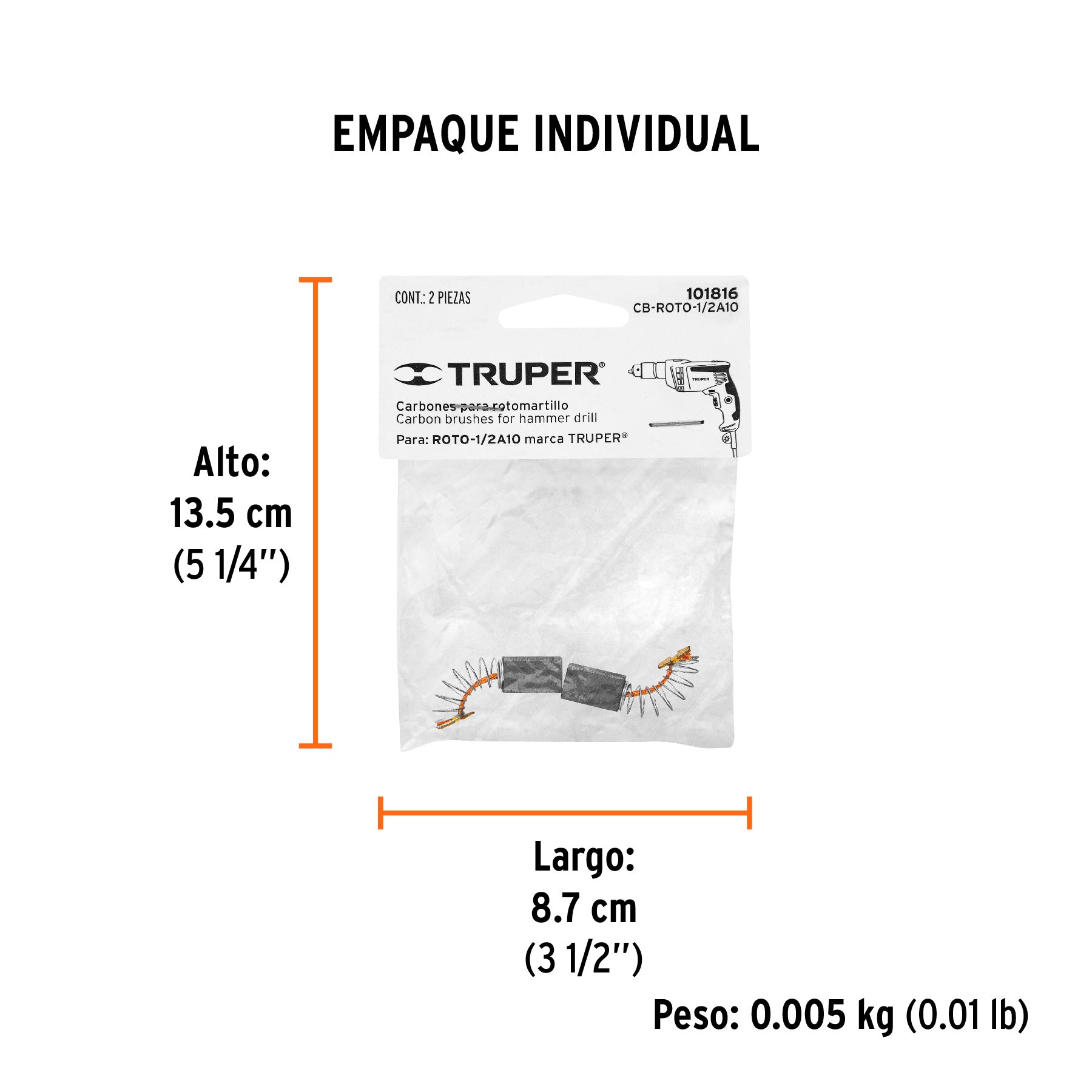 Bolsa con 2 carbones de repuesto para ROTO-1/2A10, Truper