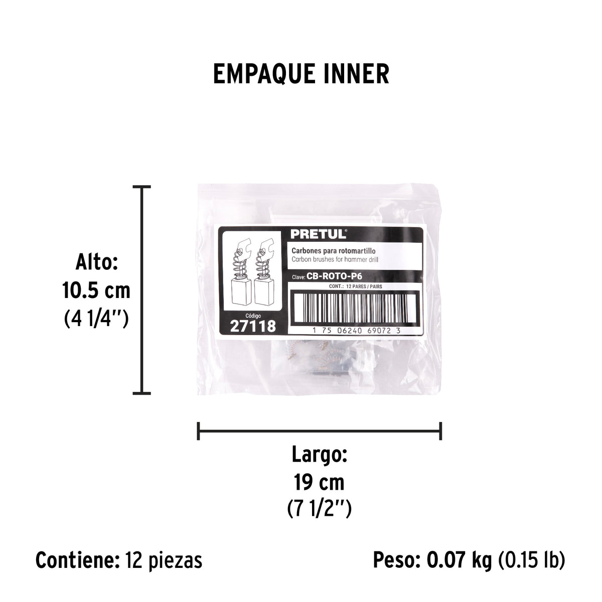 Bolsa con 2 carbones de repuesto para ROTO-1/2P6, ROTO-3/8P6