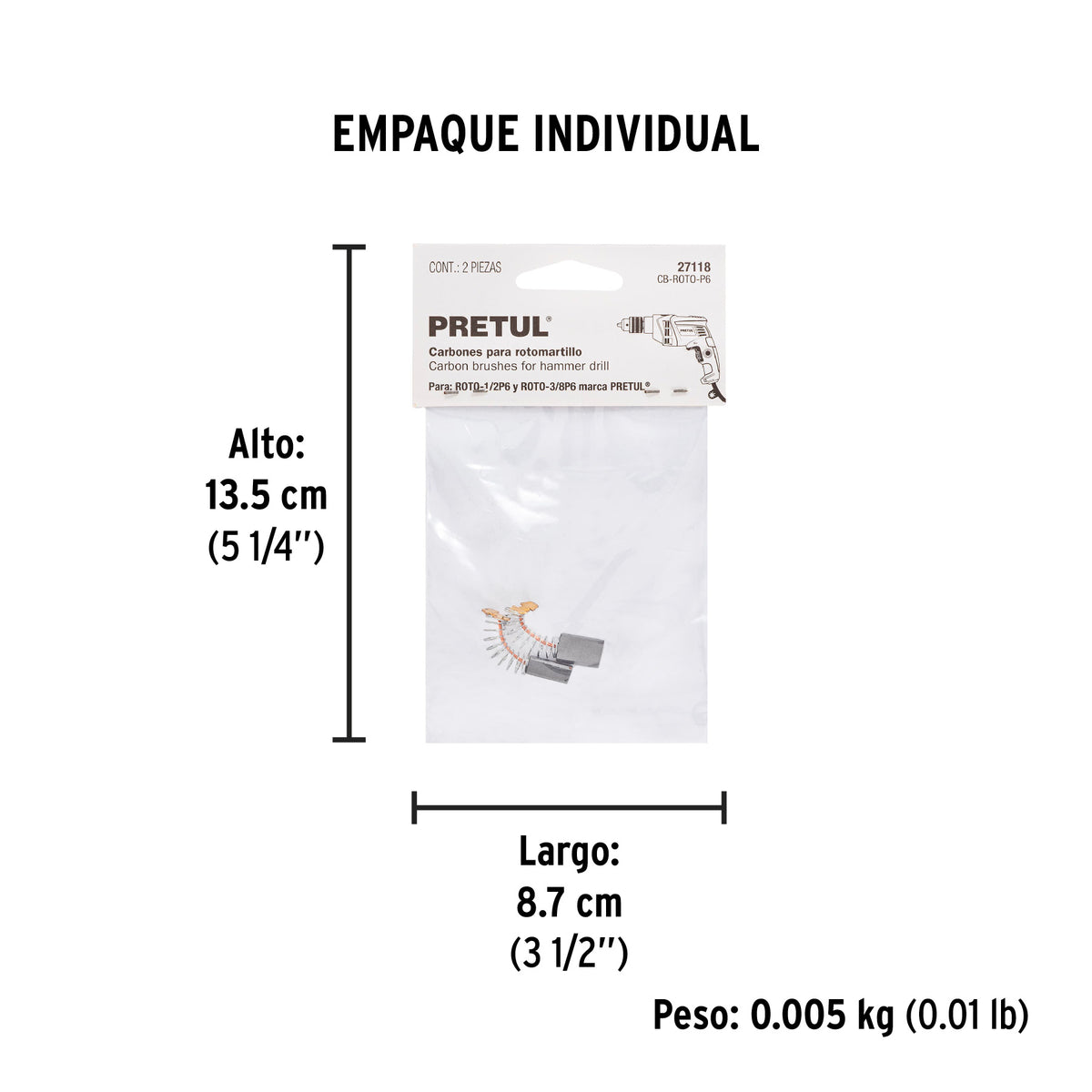 Bolsa con 2 carbones de repuesto para ROTO-1/2P6, ROTO-3/8P6
