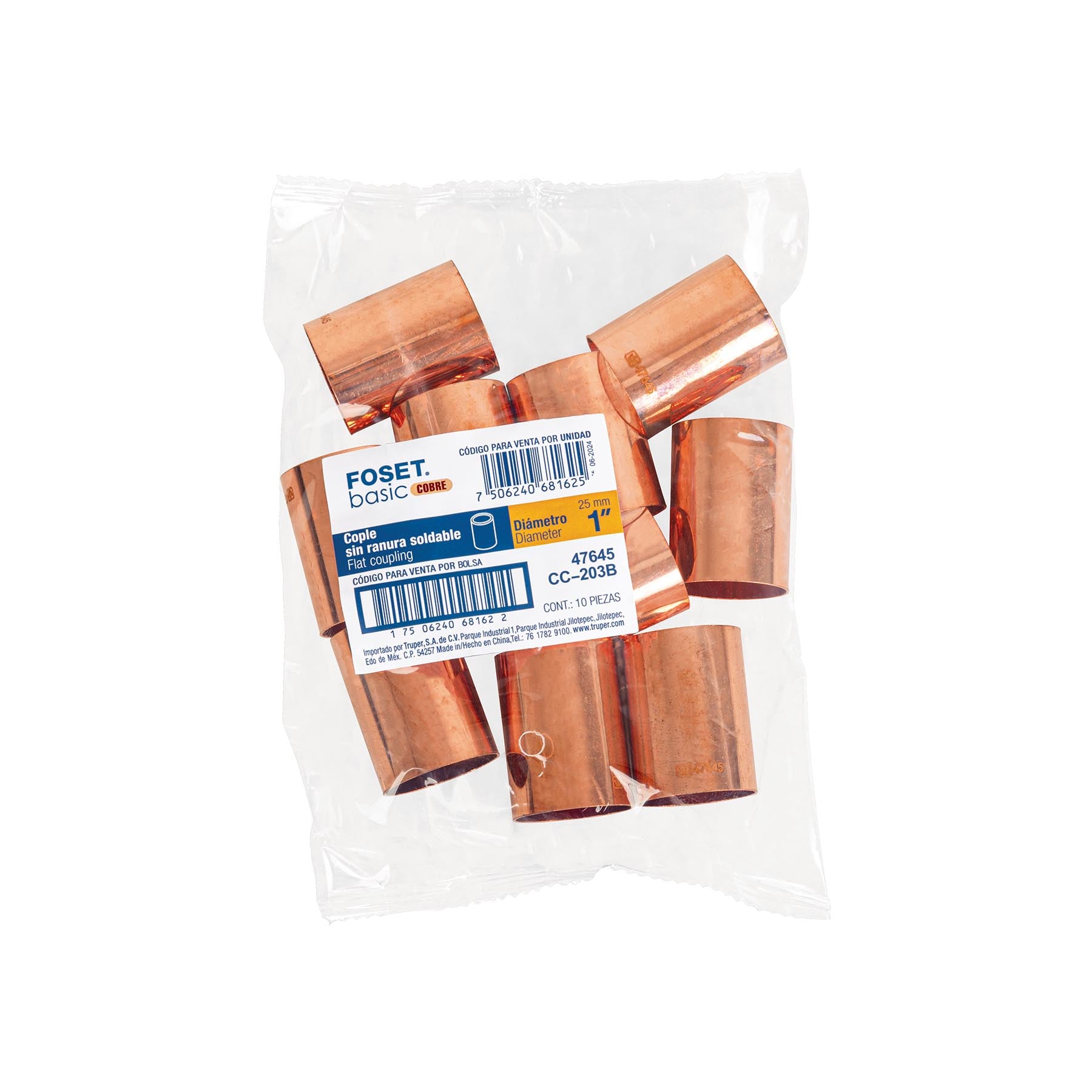 Cople de cobre sin ranura,1', Basic