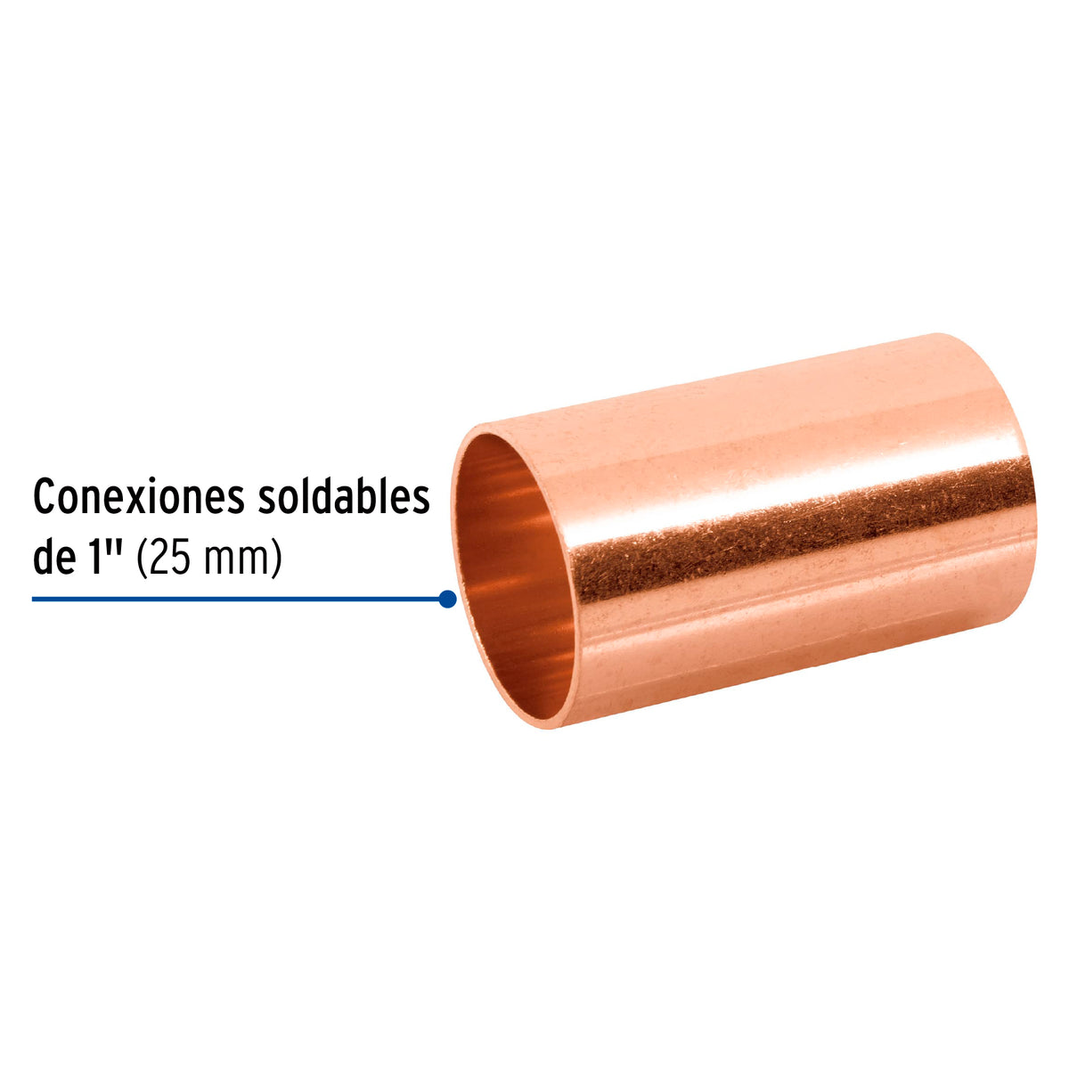 Cople de cobre, 1", sin ranura