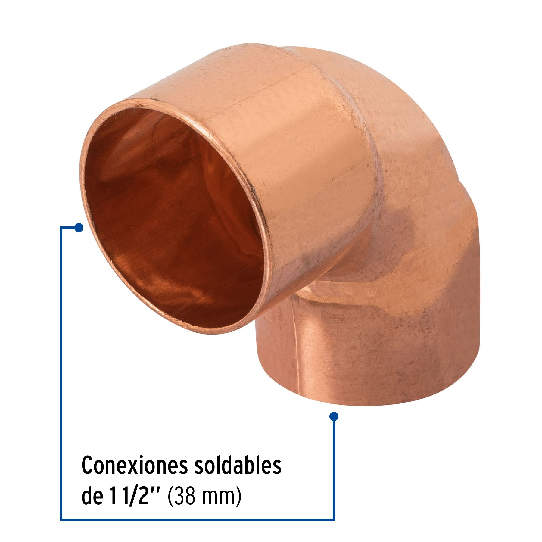 Codo 90° de cobre 1-1/2"