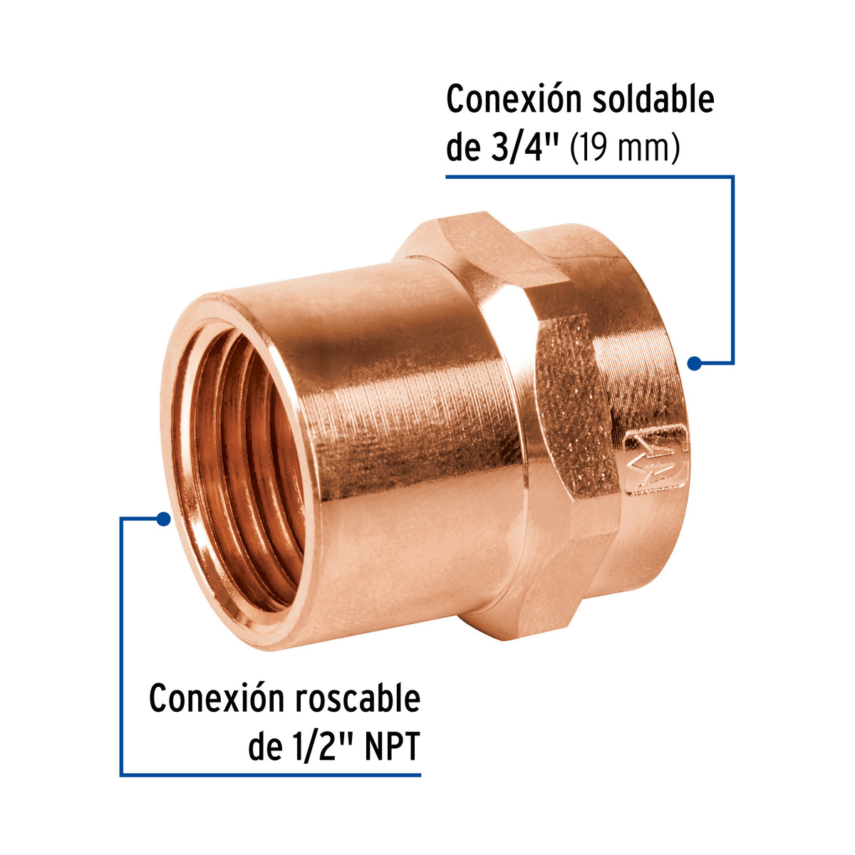 Conector hembra reducido 3/4x1/2"