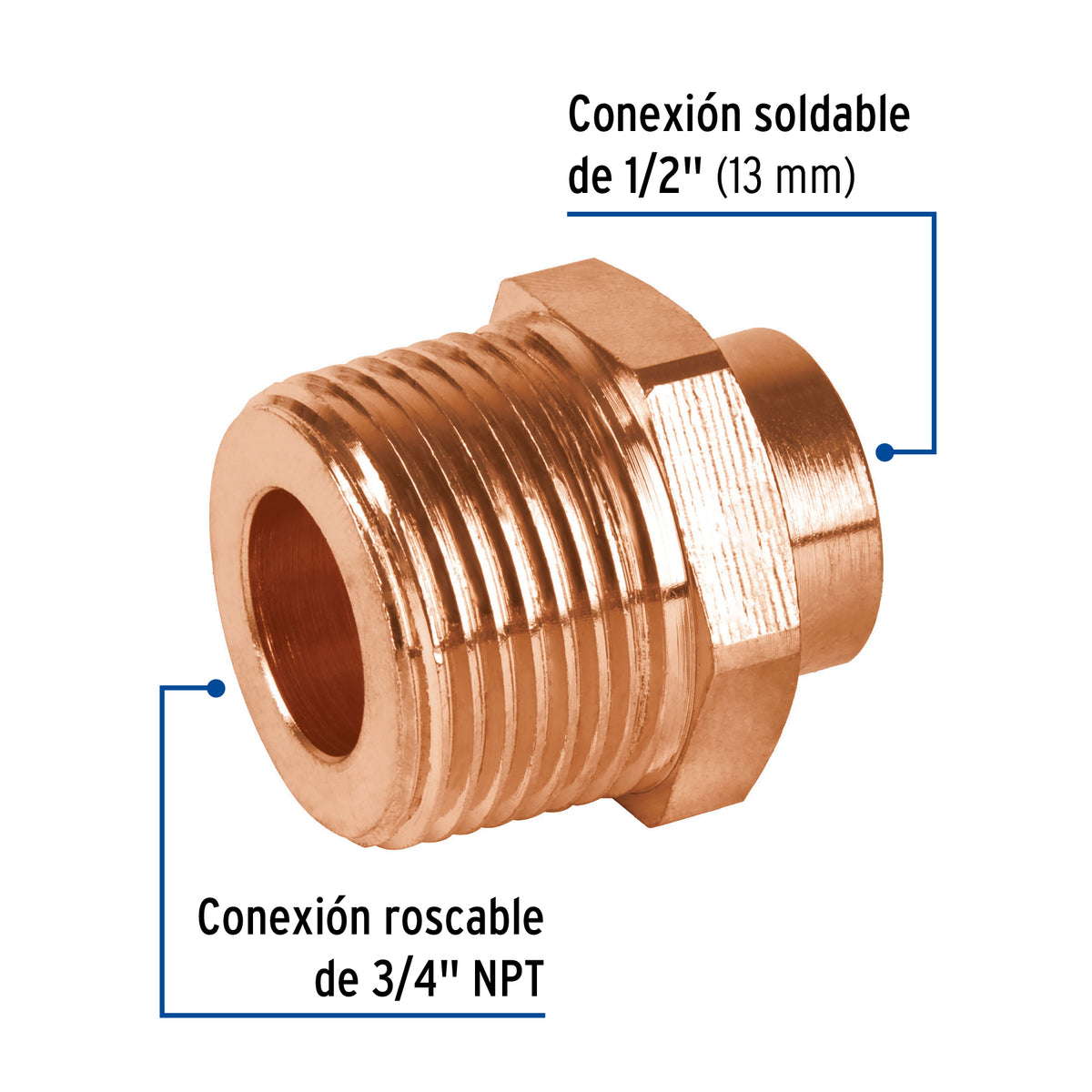 Conector macho reducido 3/4x1/2"