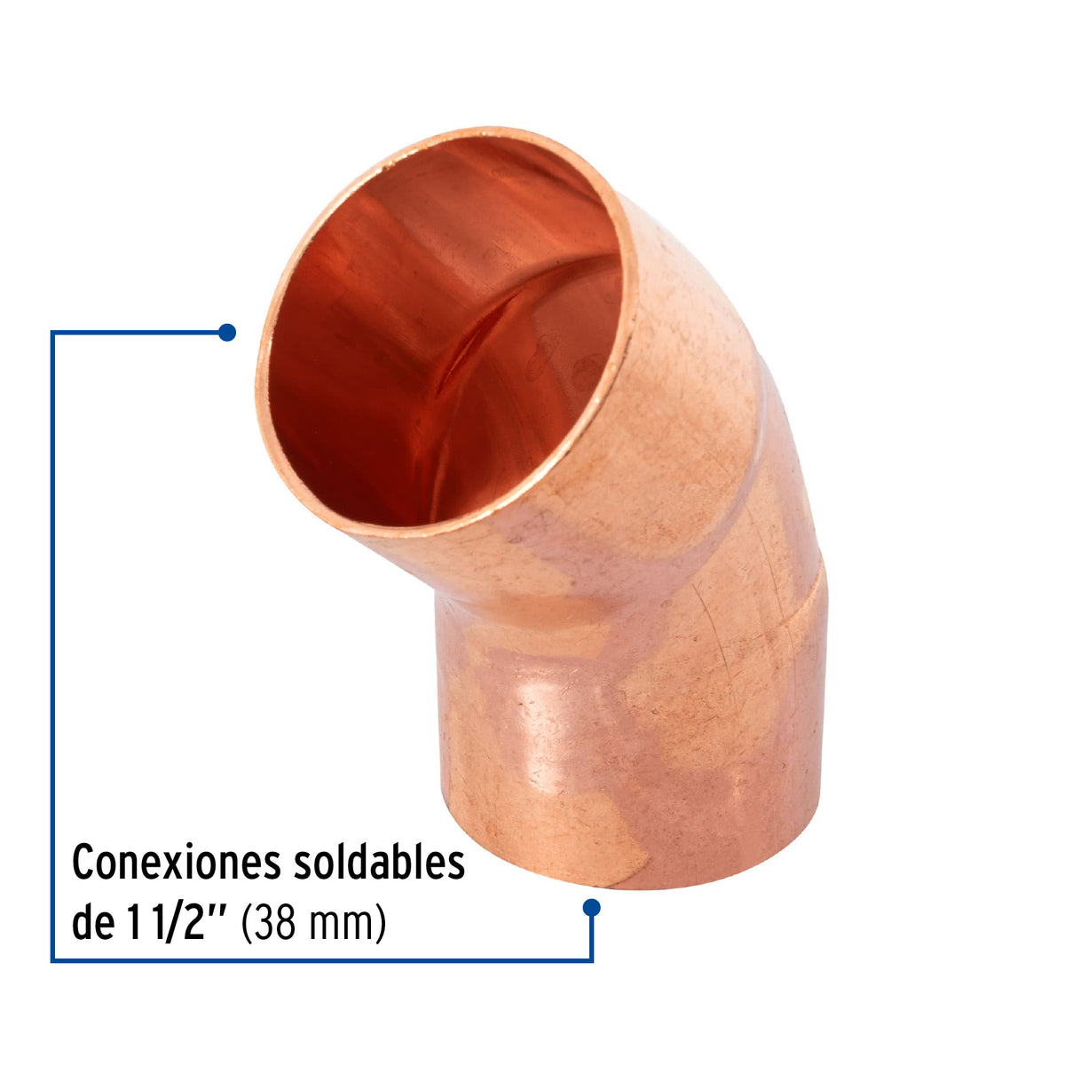 Codo 45° de cobre 1-1/2"