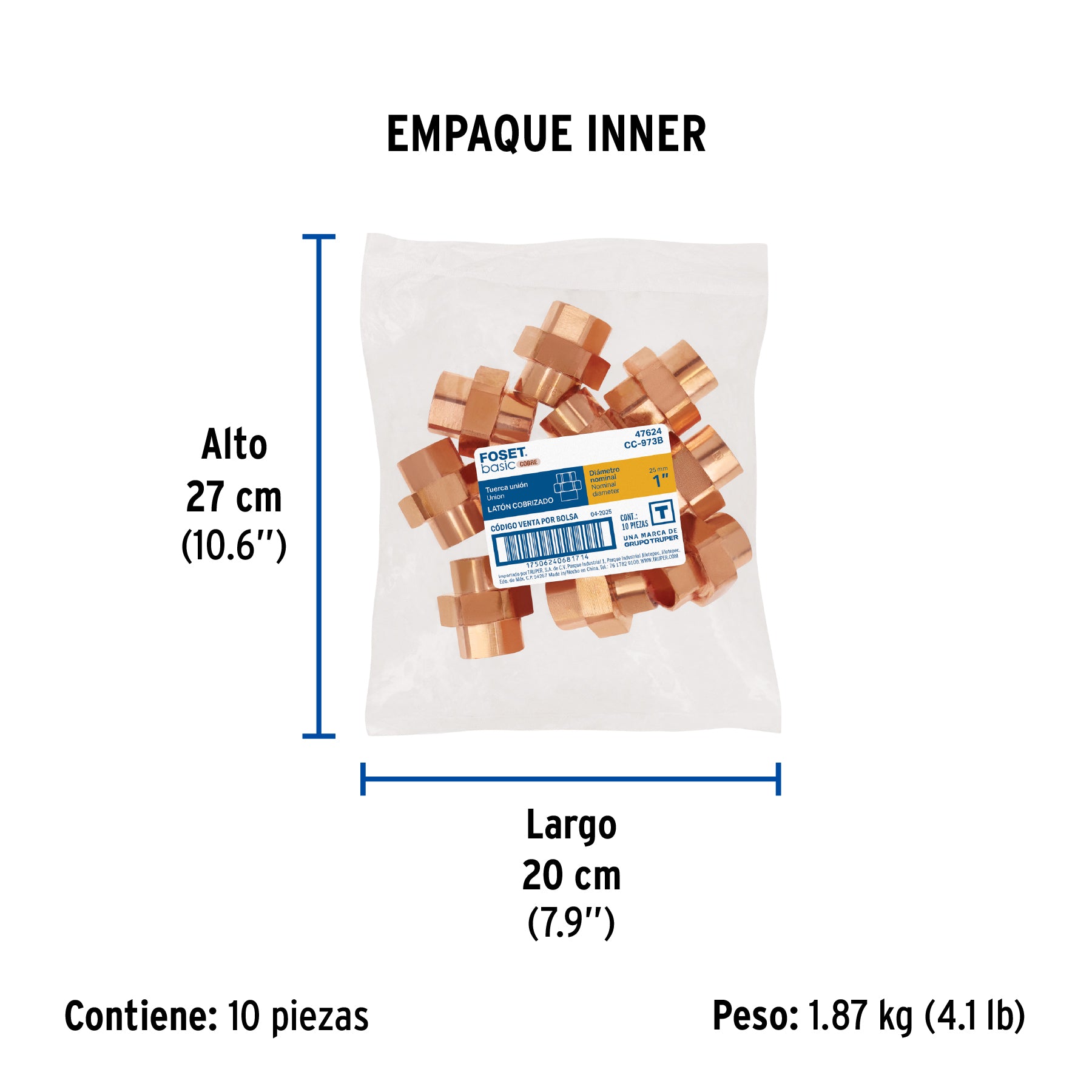 Tuerca unión de cobre, 1', Basic