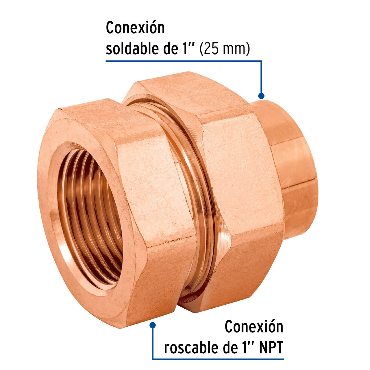 Tuerca unión cobre a rosca interior 1"