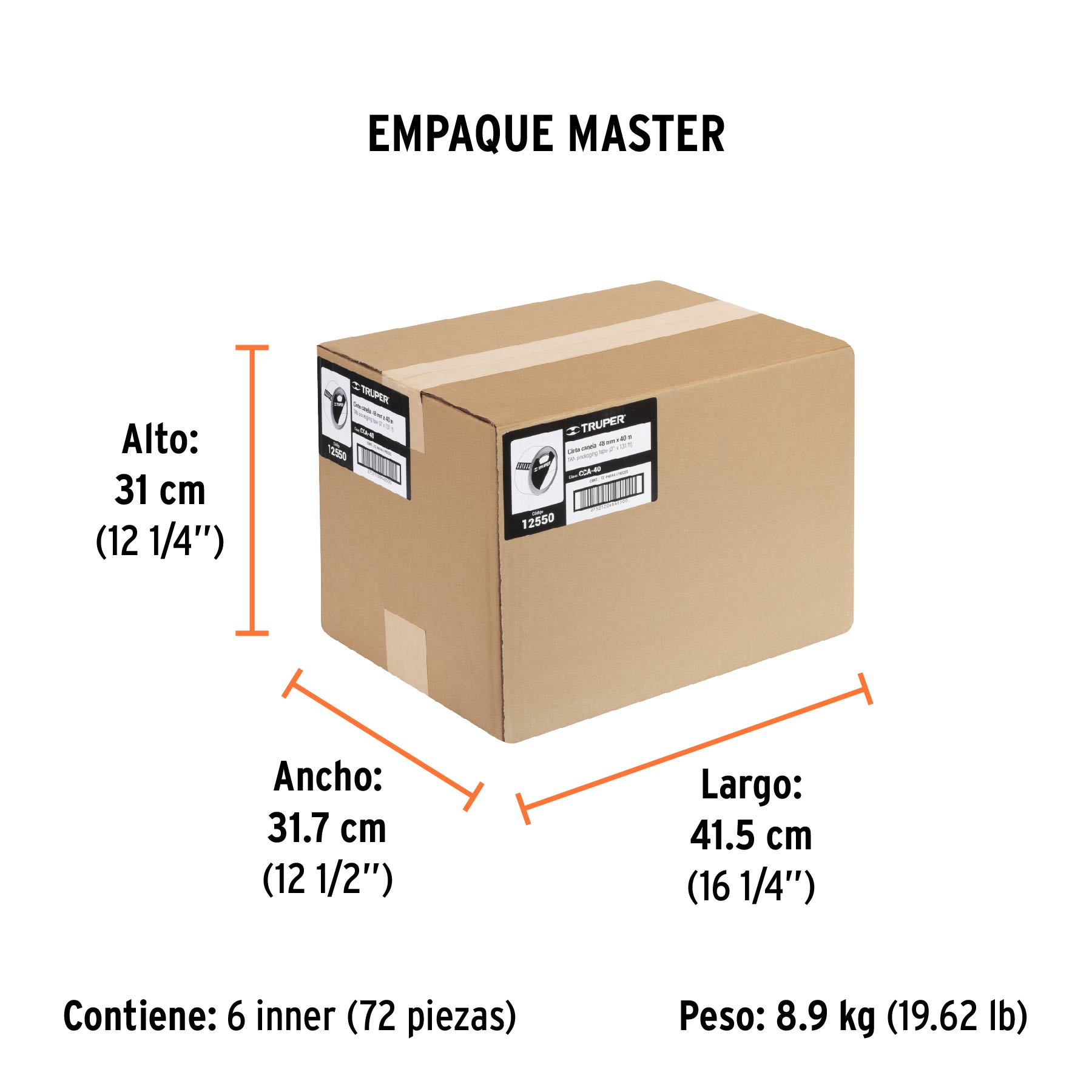 Cinta de empaque canela, 40m