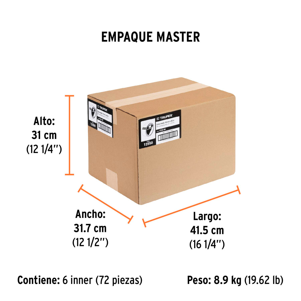 Cinta de empaque canela, 40m