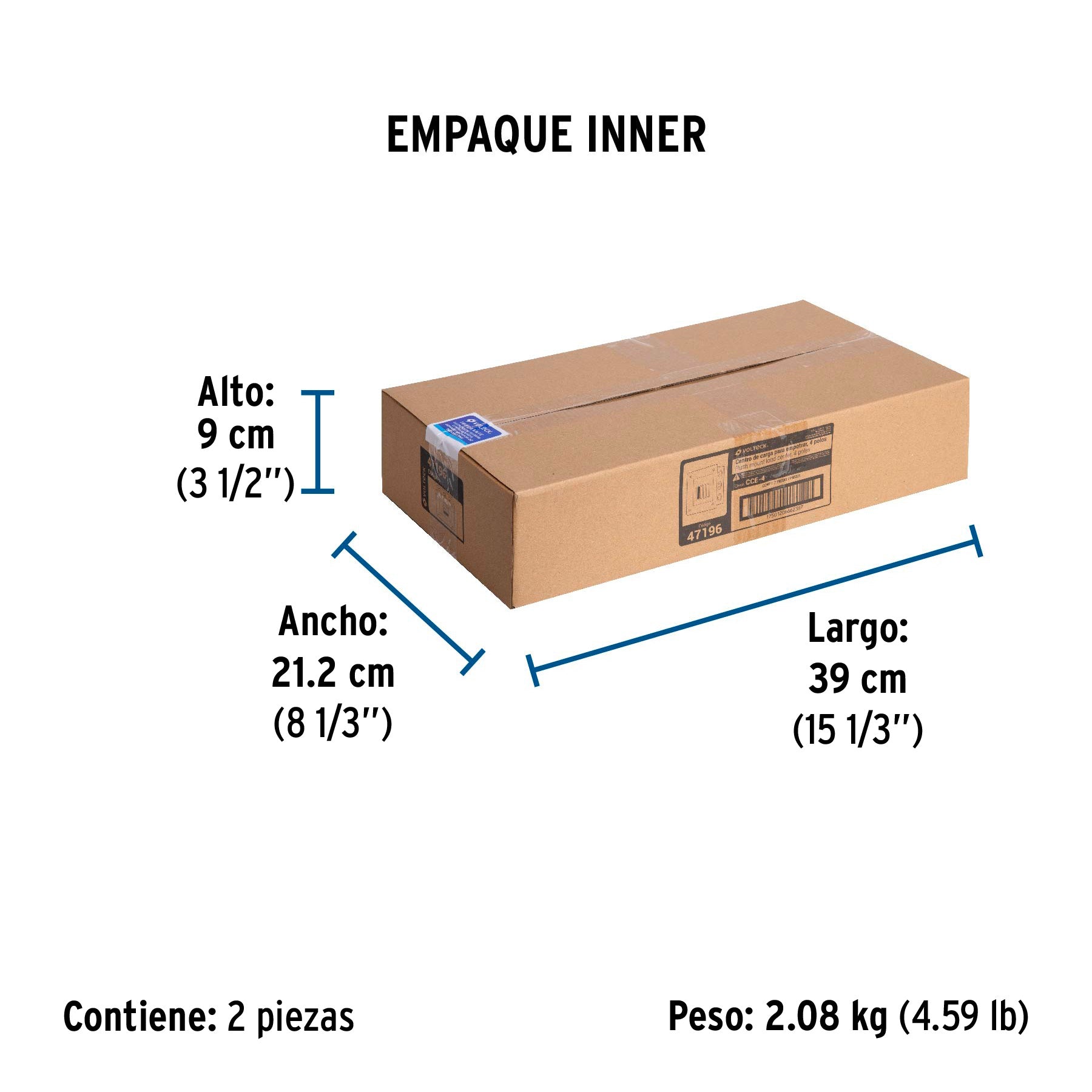 Centro de carga empotrable, 4 polos, Volteck