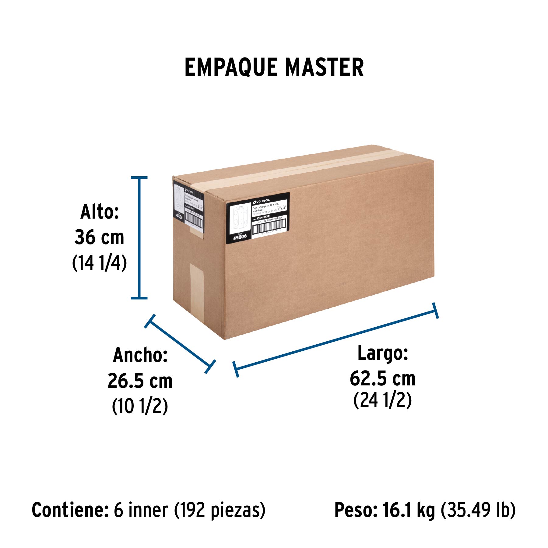 Caja tipo chalupa de acero 2x4", económica
