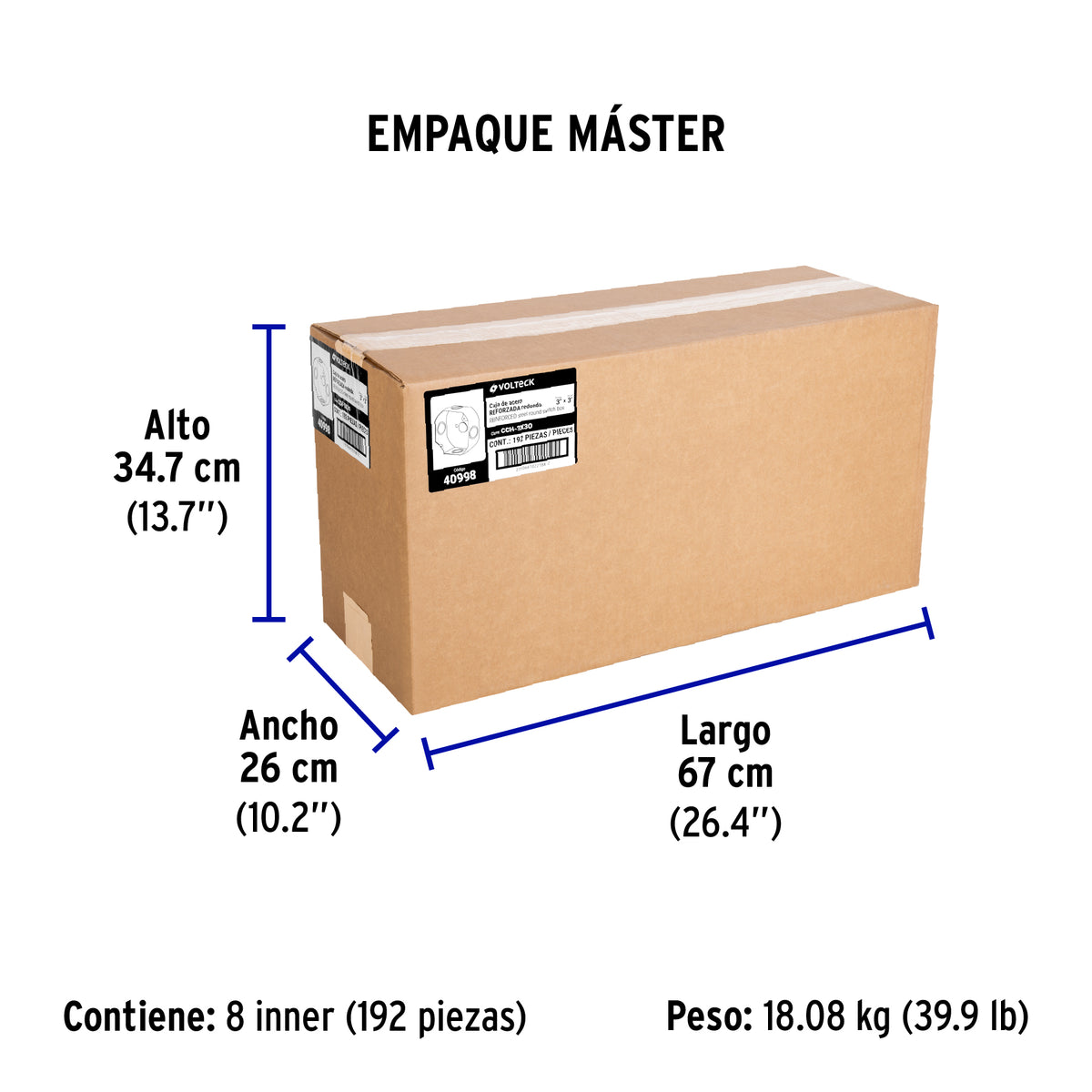 Caja octagonal 3' x 3' reforzada, VOLTECK