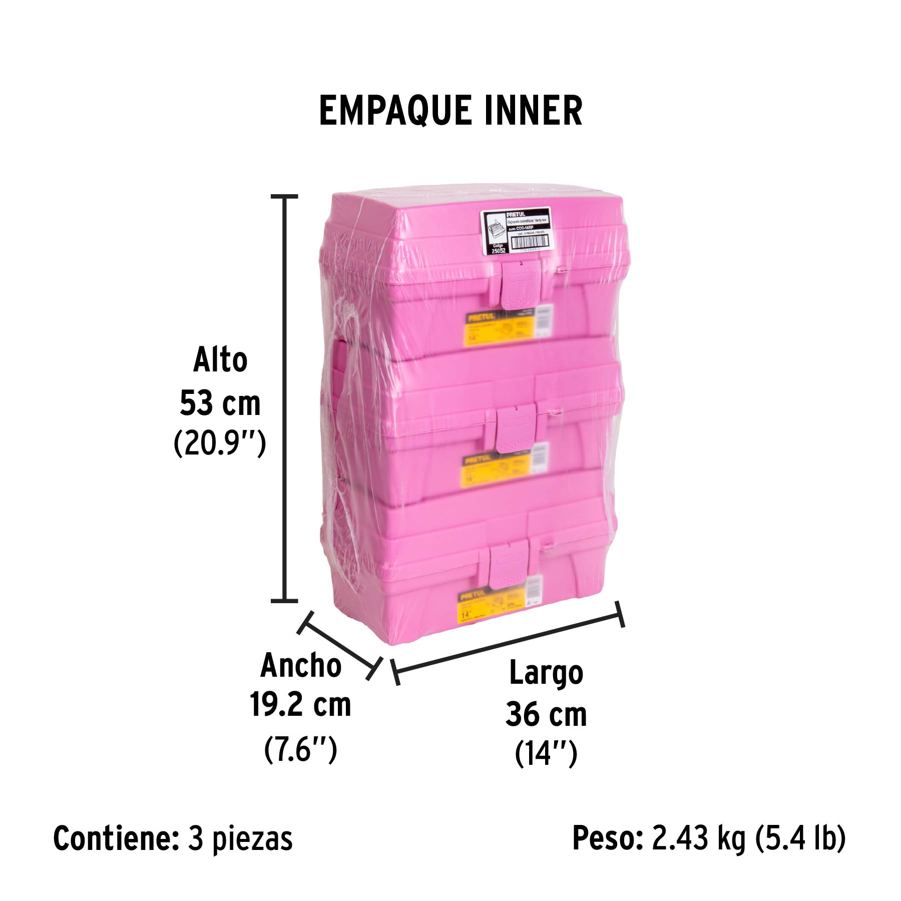 Caja cosmetiquera 14", rosa/morado, Pretul