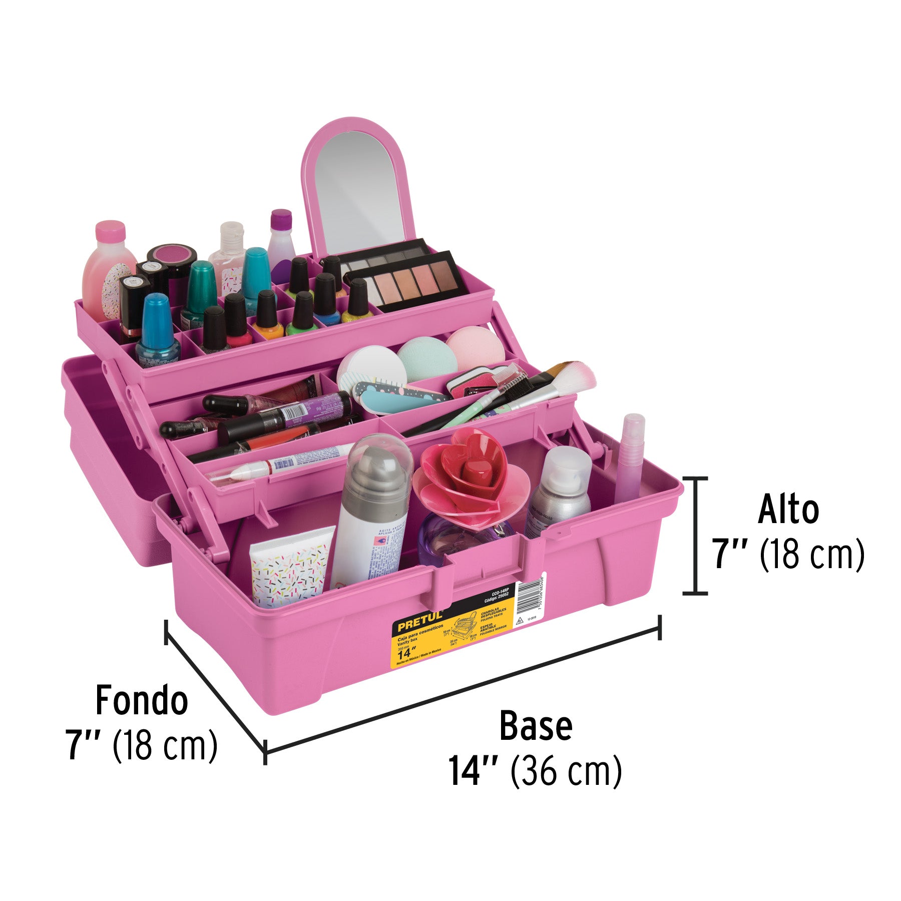 Caja cosmetiquera 14", rosa/morado, Pretul