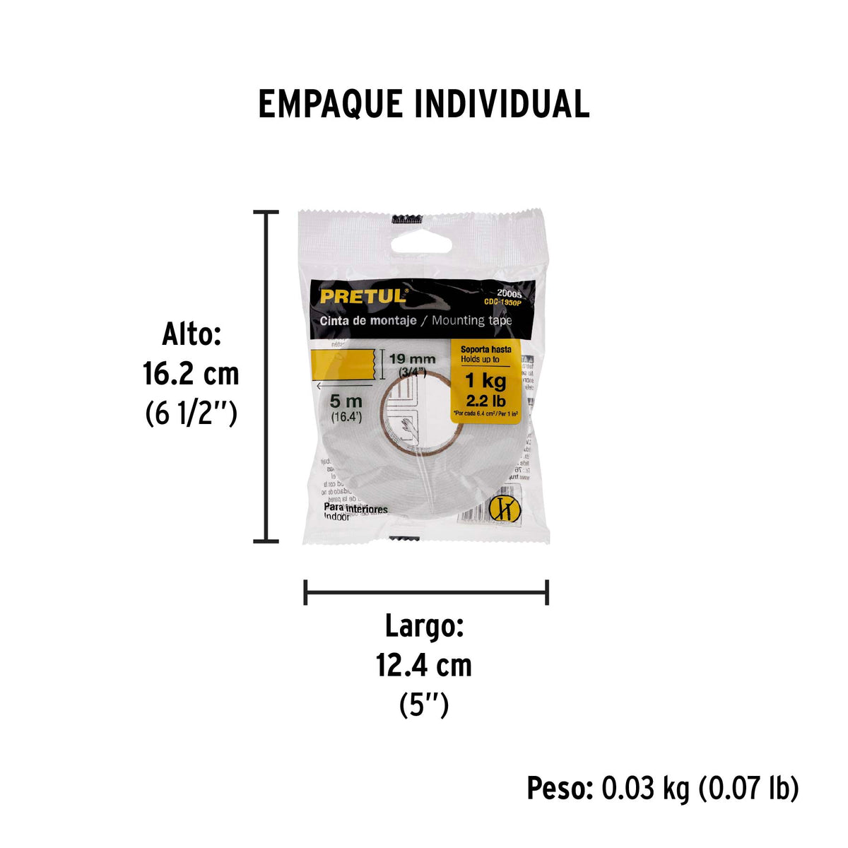 Cinta doble cara de 19 mm x 5 m Pretul