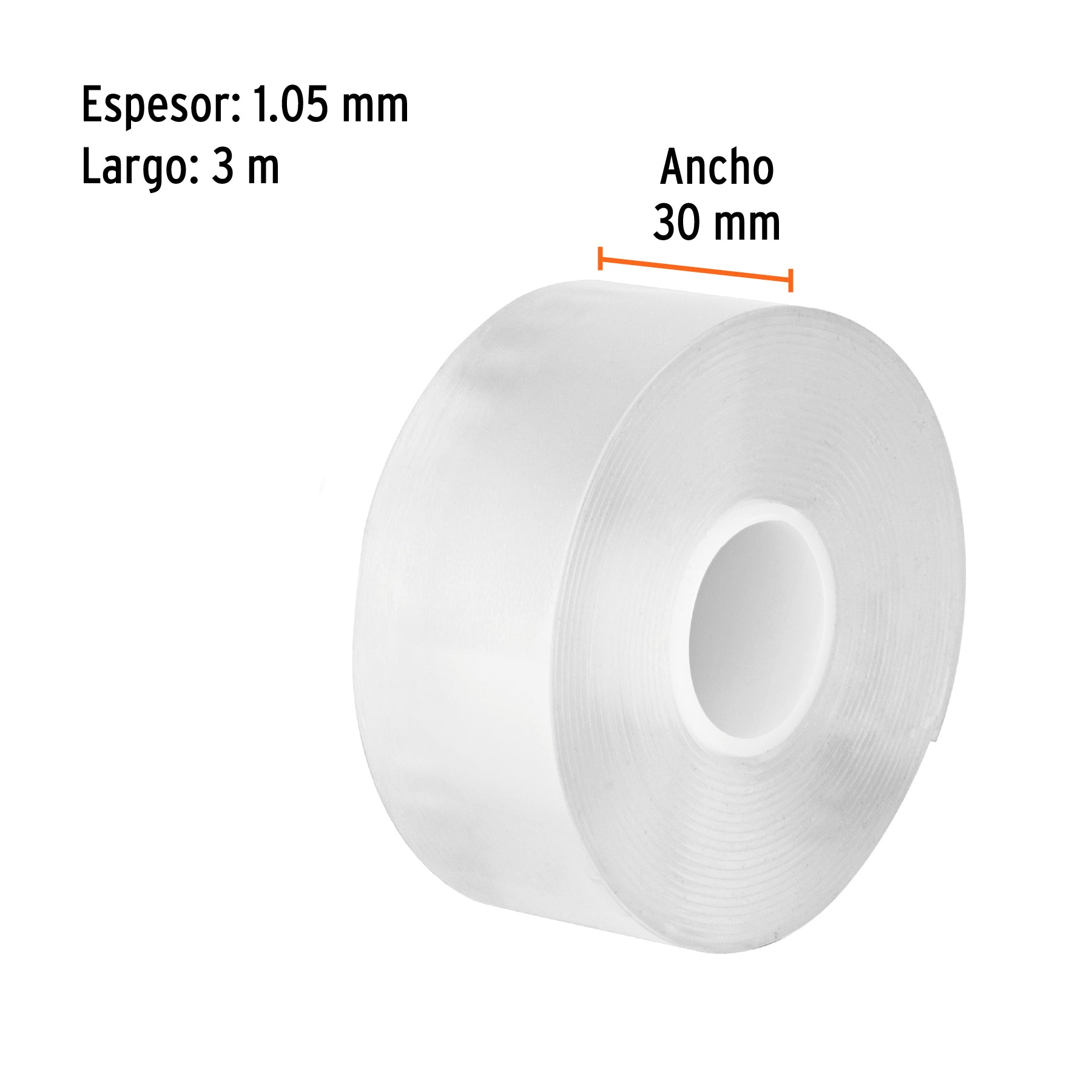 Cinta doble cara reutilizable, transparente 3mx30mm, Truper