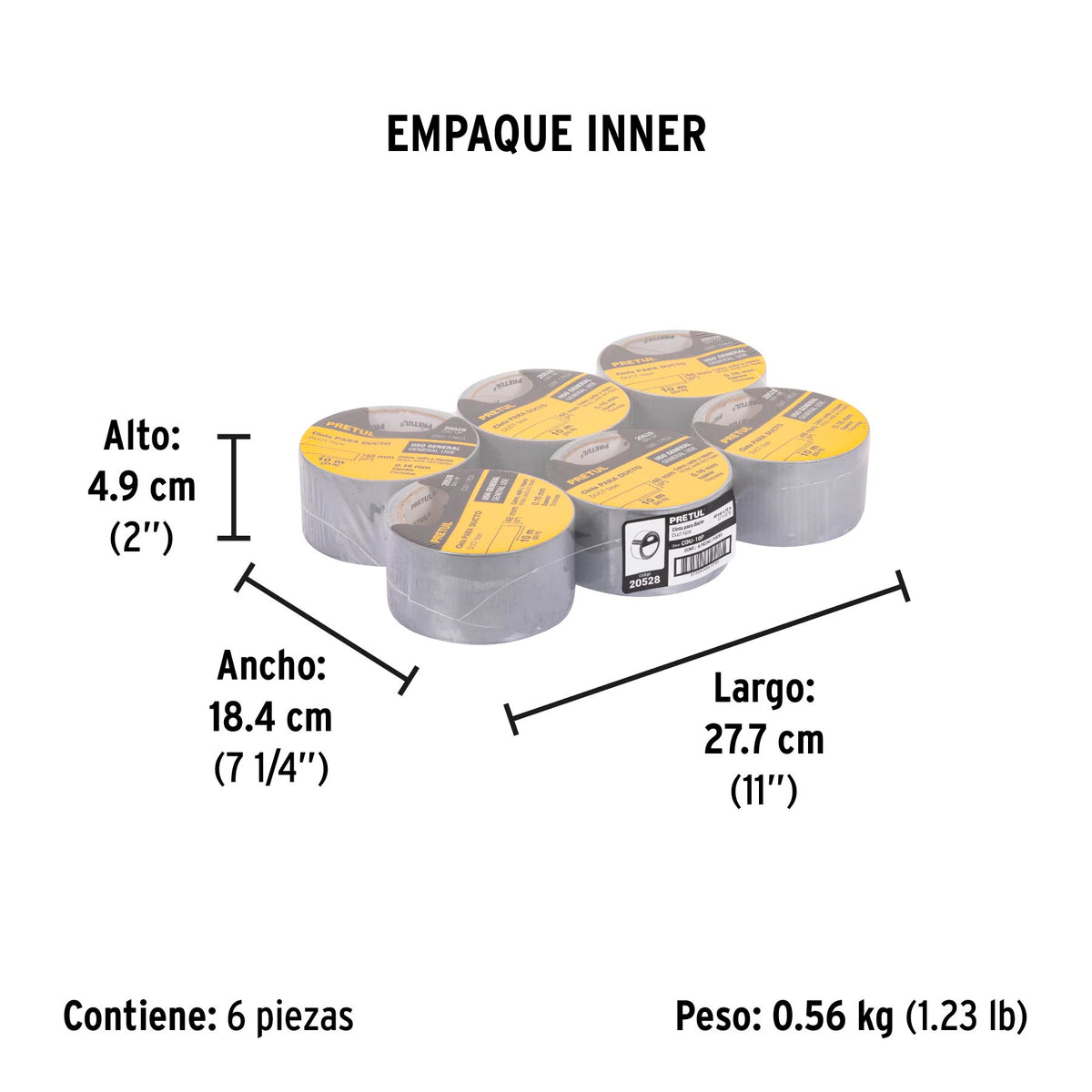 Cinta para ducto, 10 m, Pretul
