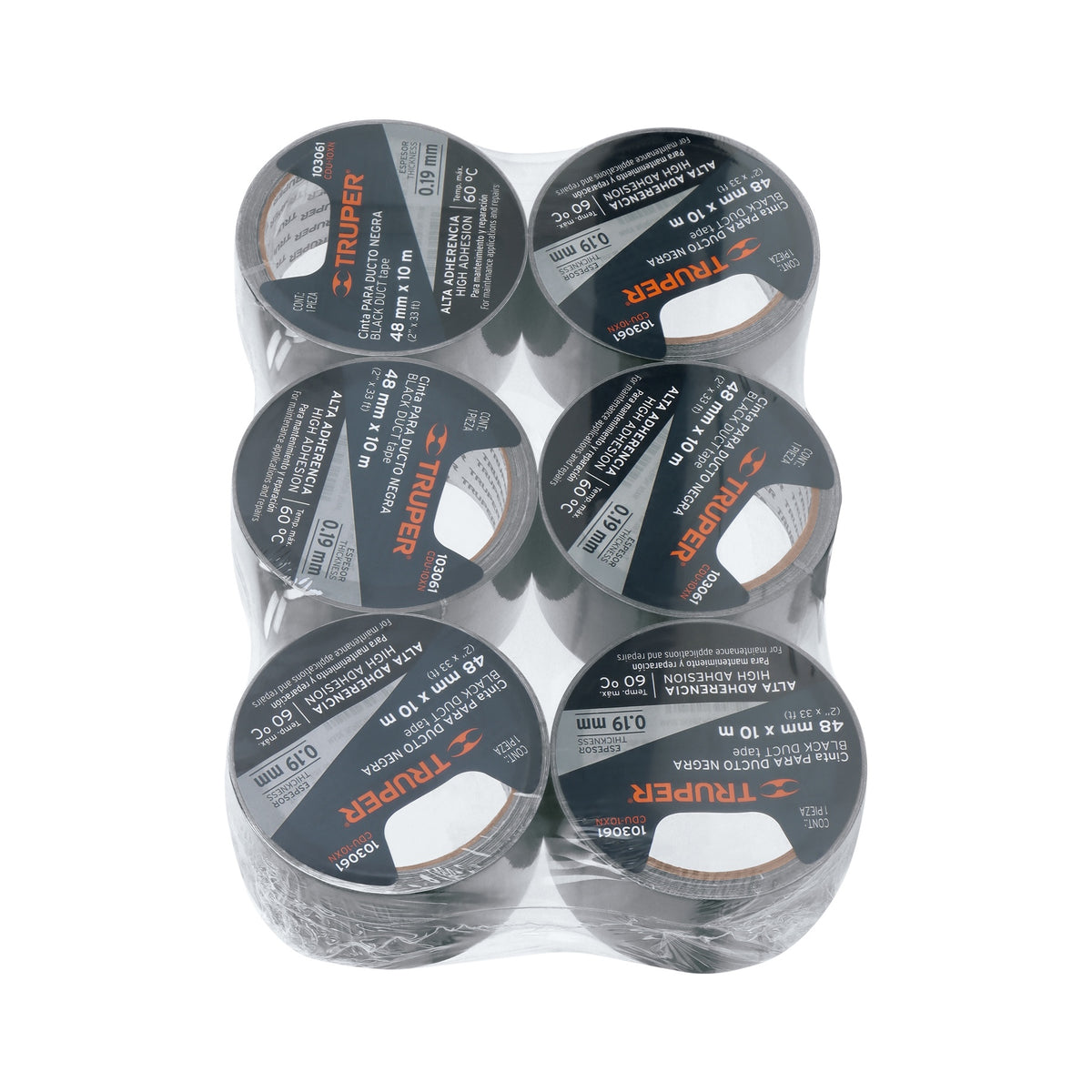Cinta negra para ducto 10m x 48mm, espesor 0.19mm, Truper