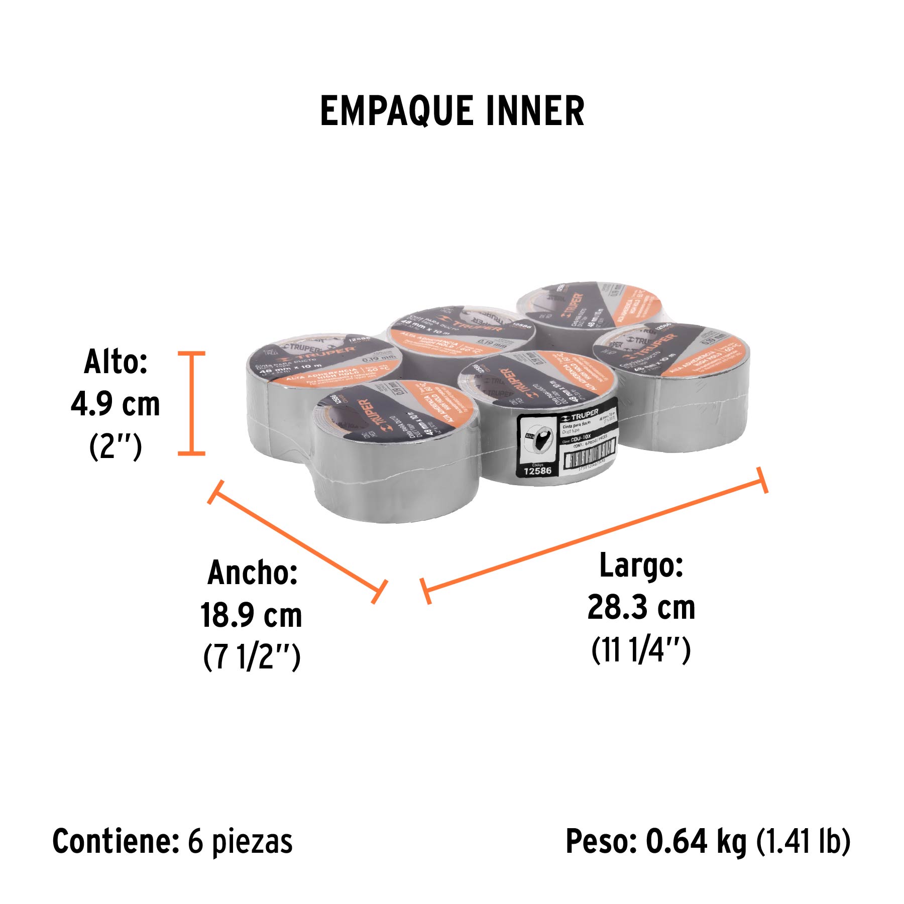 Cinta para ducto, 10 m, resistente a altas temperaturas