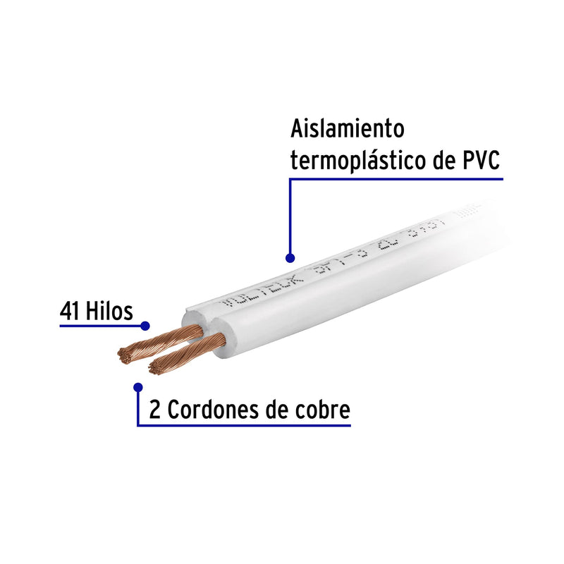Cordón duplex flexible SPT, 14 AWG rollo 100 m