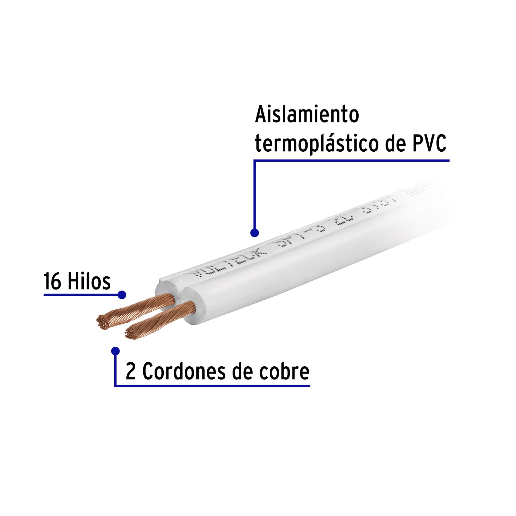 Cordón dúplex flexible SPT, 18 AWG, bobina 500 m