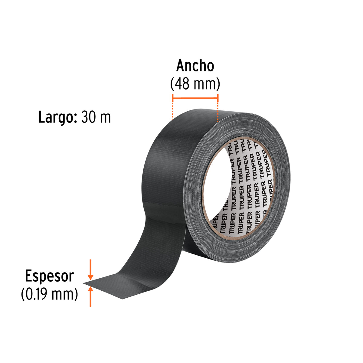 Cinta negra para ducto 30m x 48mm, espesor 0.19mm, Truper