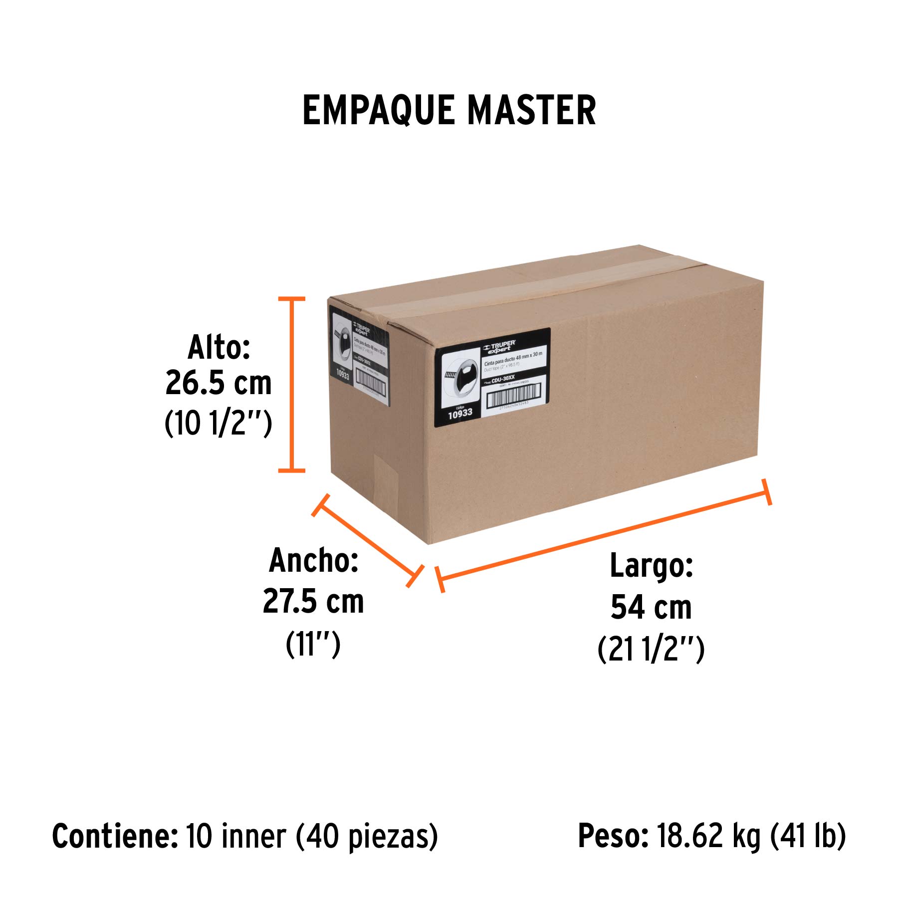 Cinta para ducto, 30 m, altas temperaturas, Truper Expert