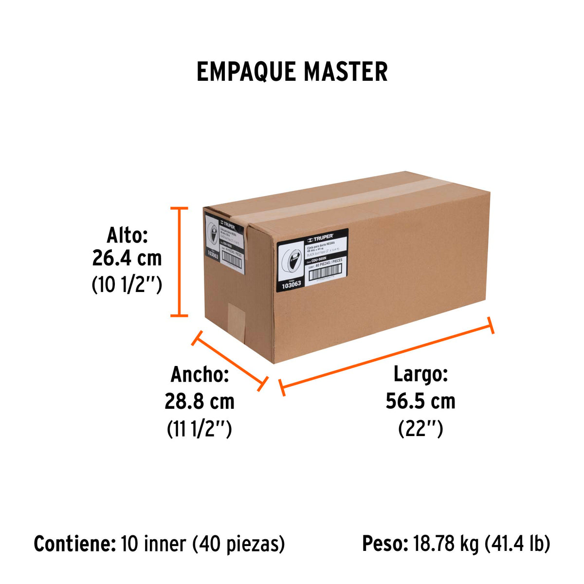 Cinta negra para ducto 50m x 48mm, espesor 0.19mm, Truper