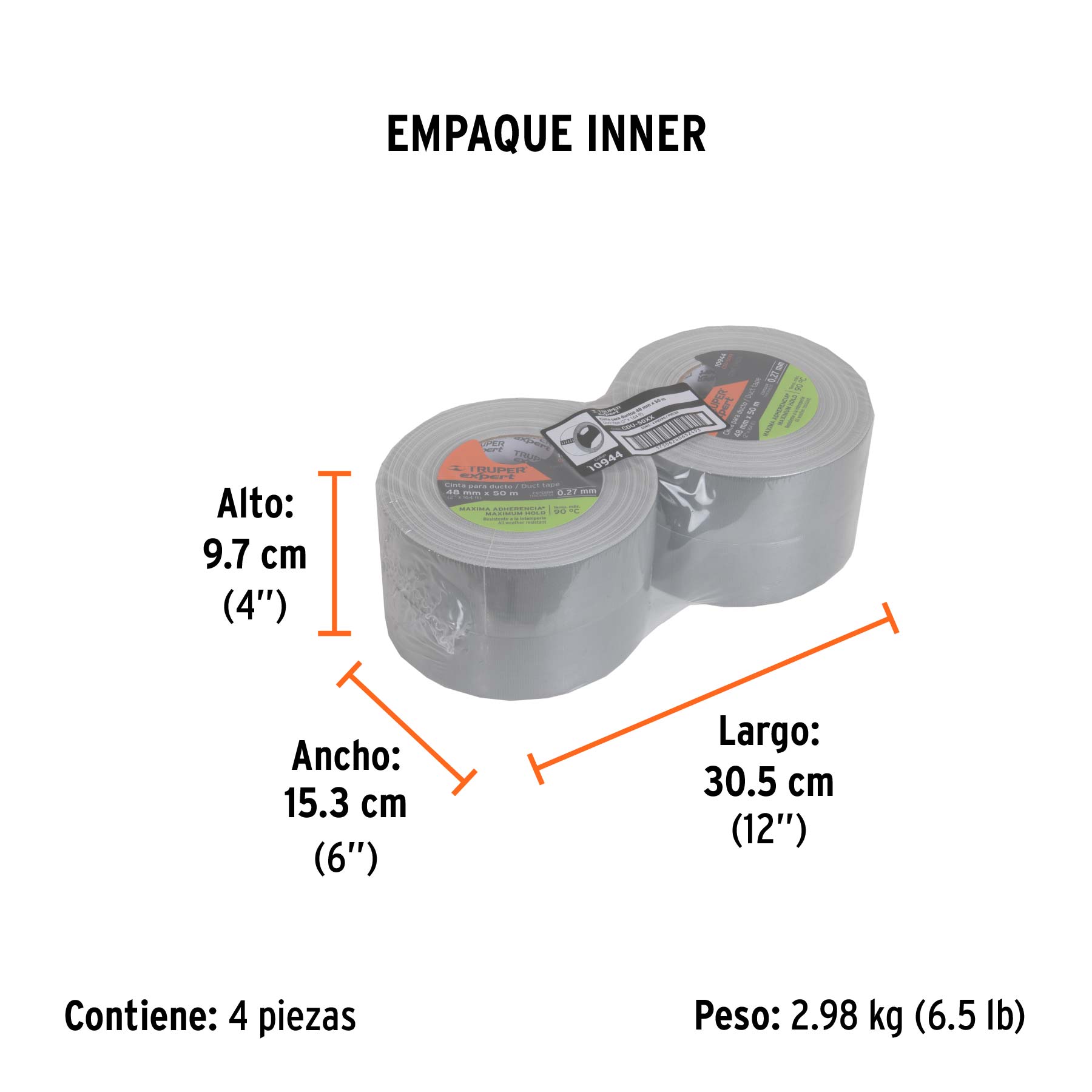Cinta para ducto, 50 m, altas temperaturas, Truper Expert