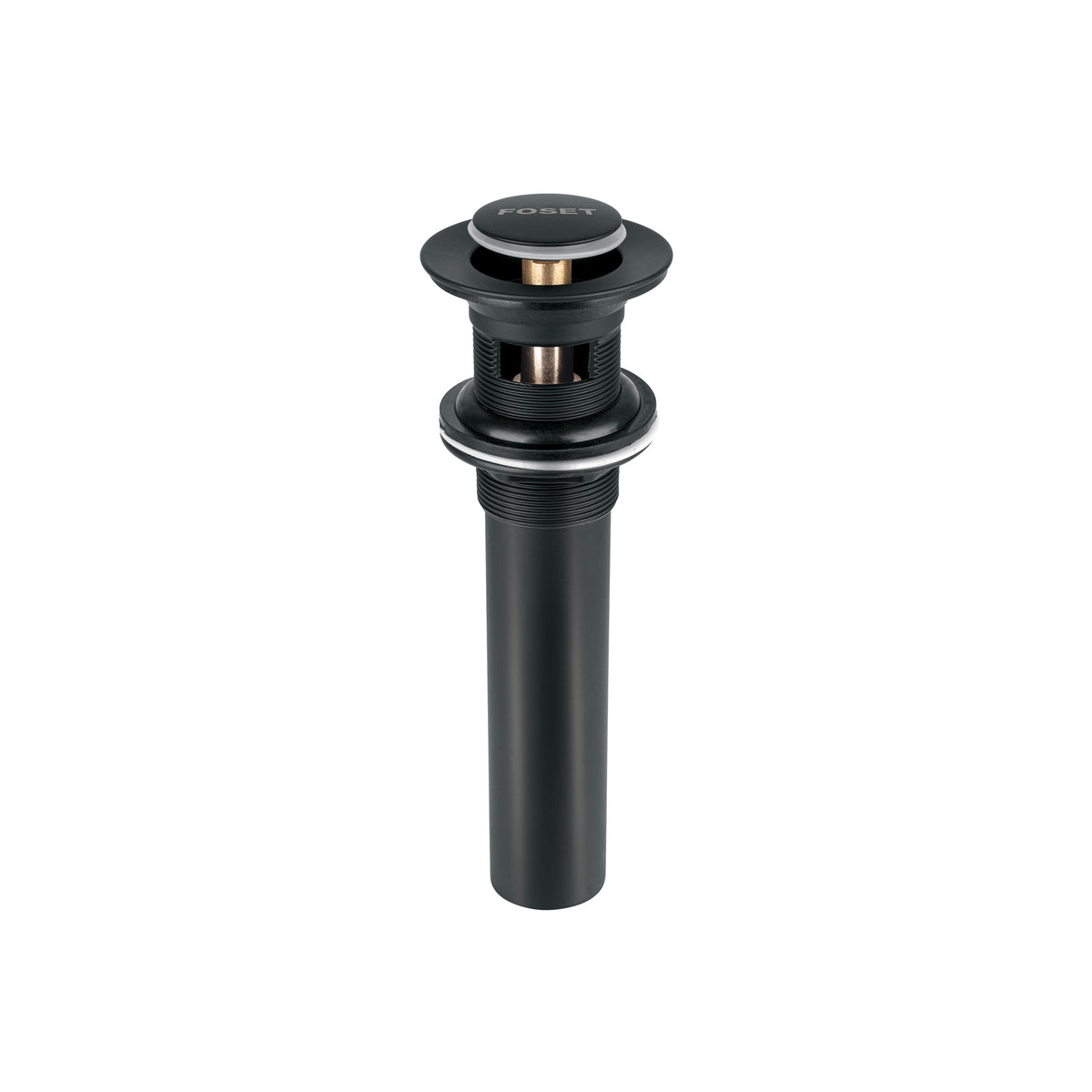 Contra p/lavabo, 1-1/4', con rebosadero, push, latón, negro