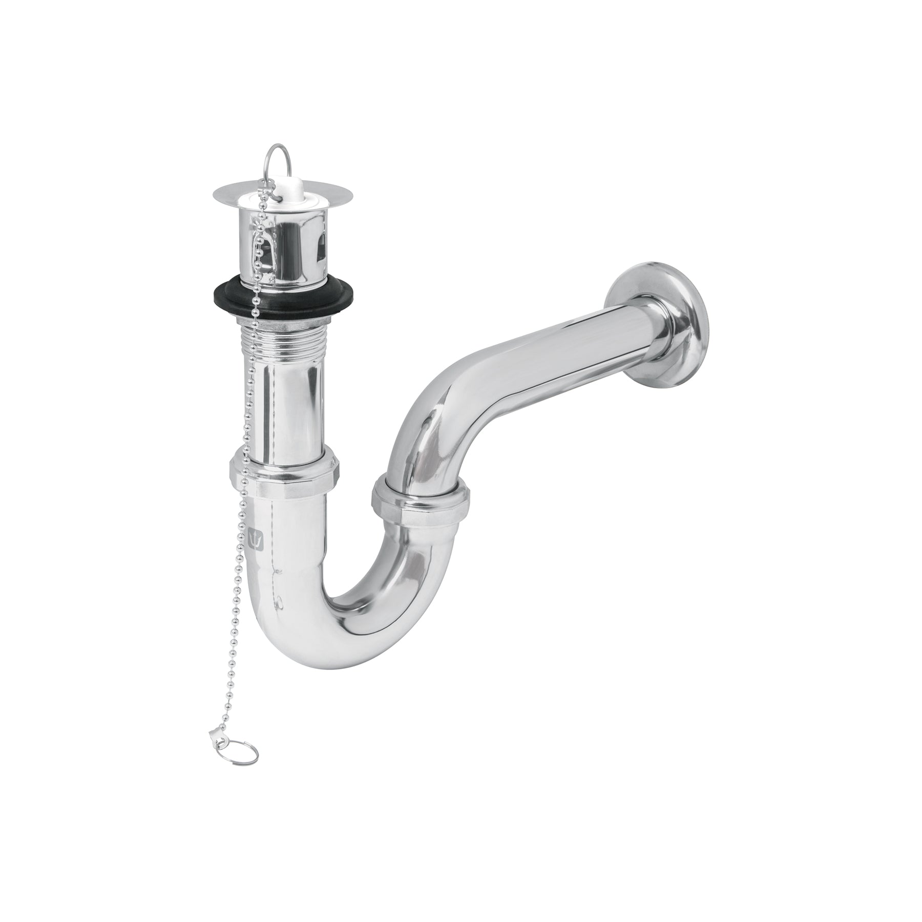 Céspol p/lavabo latón c/contra, tapón y cadena, cromo,1-1/4"