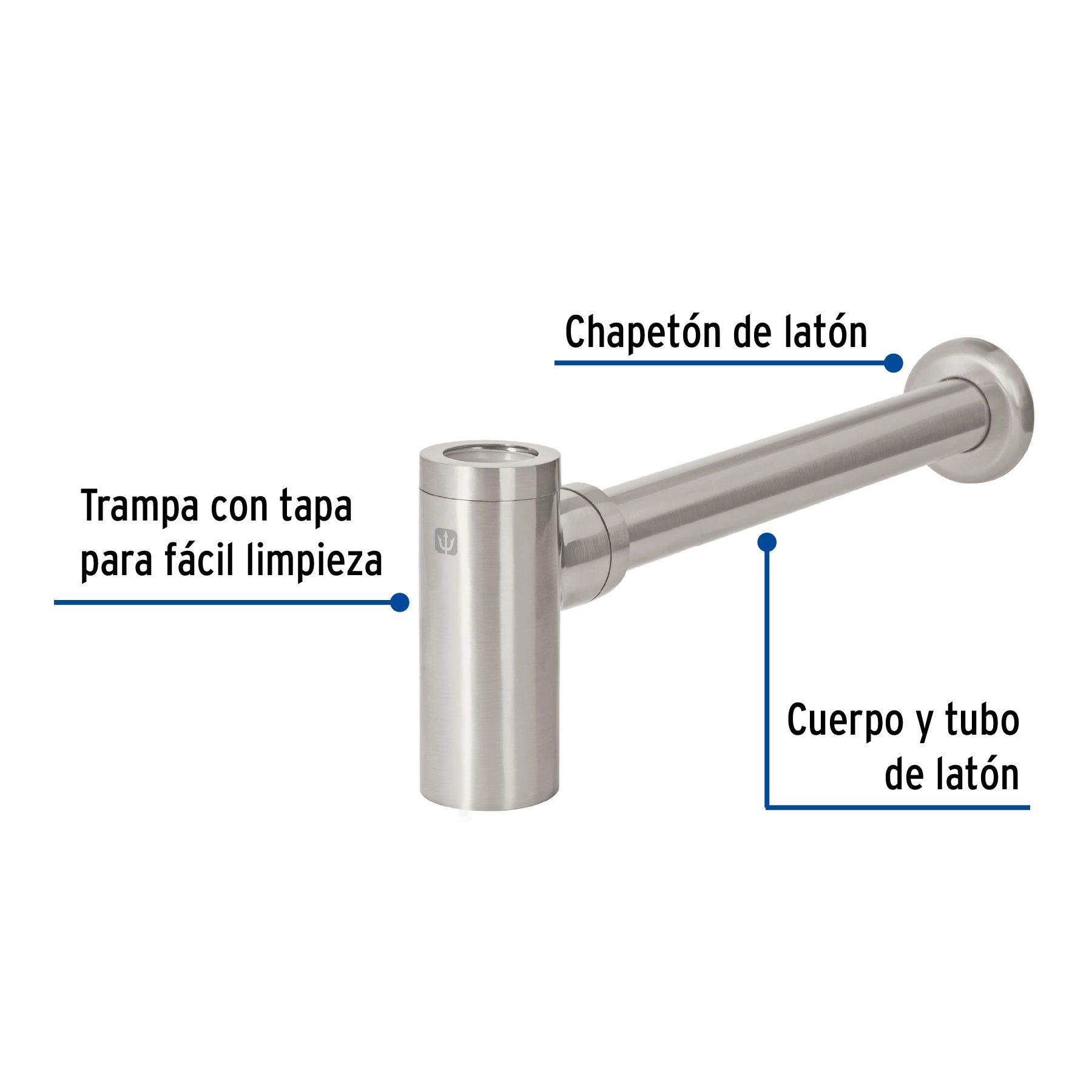 Céspol de bote p/lavabo minimalista s/contra, satín, 1-1/4"