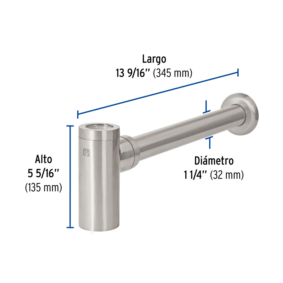 Céspol de bote p/lavabo minimalista s/contra, satín, 1-1/4"