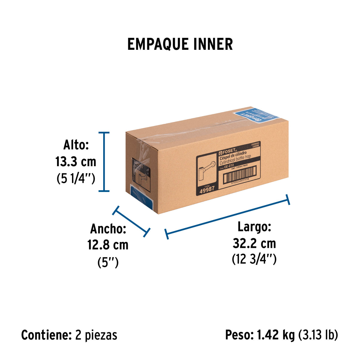 Céspol de bote p/lavabo minimalista s/contra, cromo, 1-1/4"