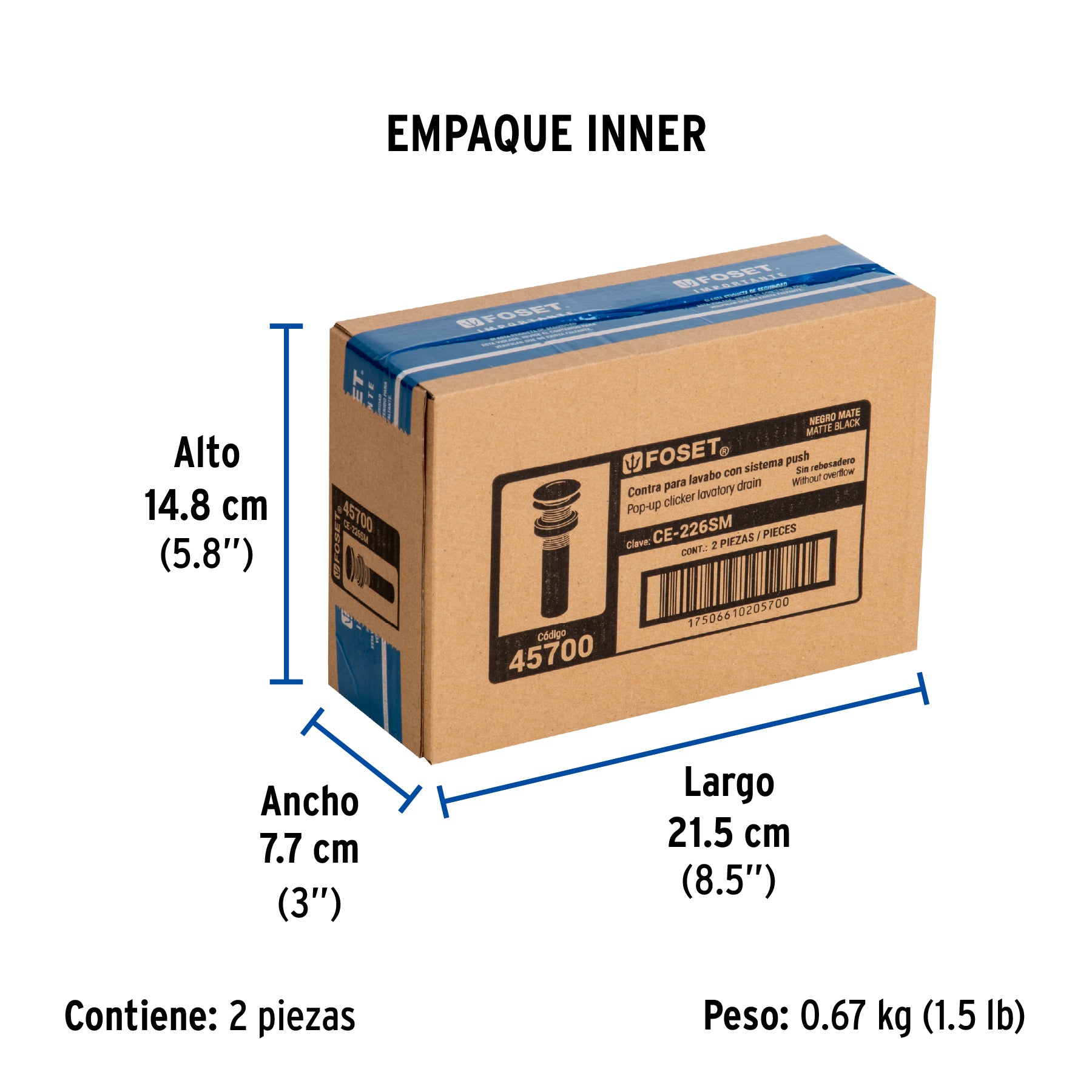Contra p/lavabo, 1-1/4', sin rebosadero, hongo, latón, negro