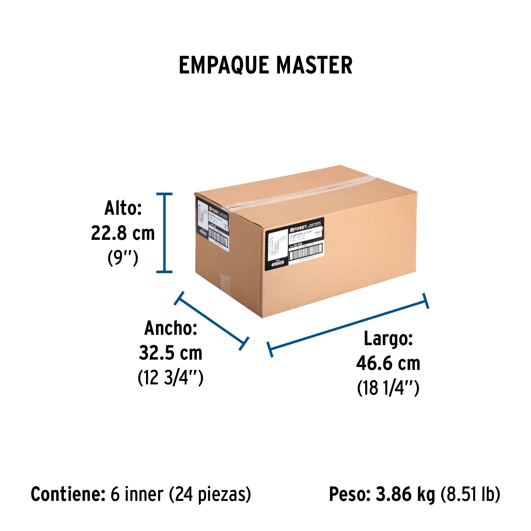 Céspol flexible p/lavabo y fregadero, polipropileno, blanco