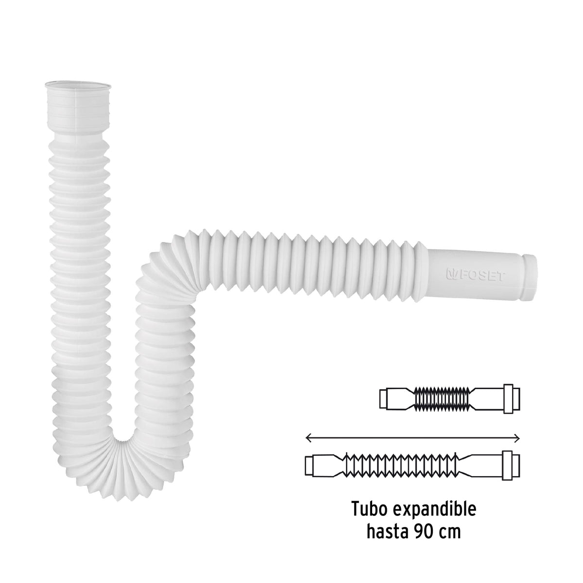 Céspol flexible p/lavabo y fregadero, polipropileno, blanco