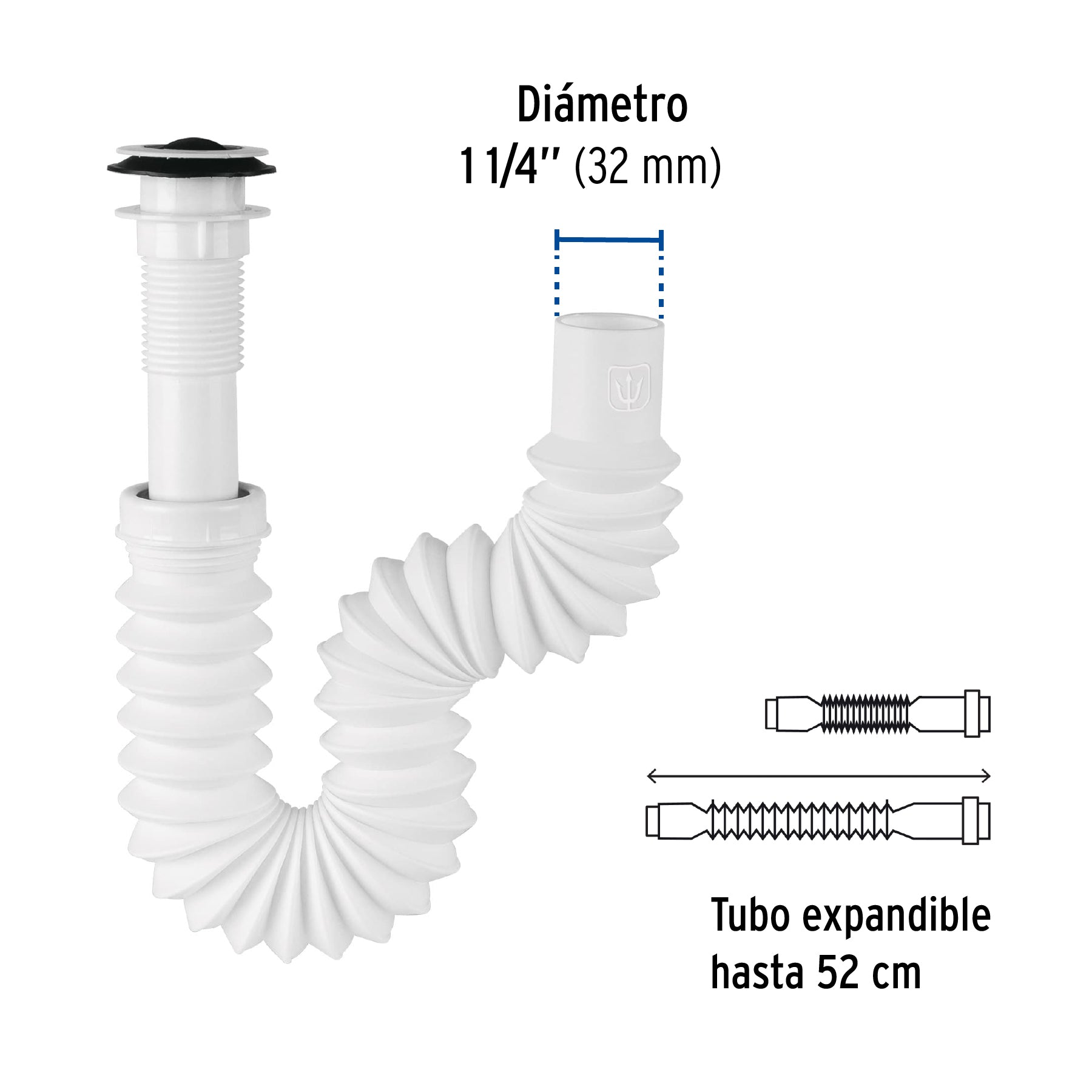Céspol flexible p/lavabo con contra, polipropileno, 1-1/4"
