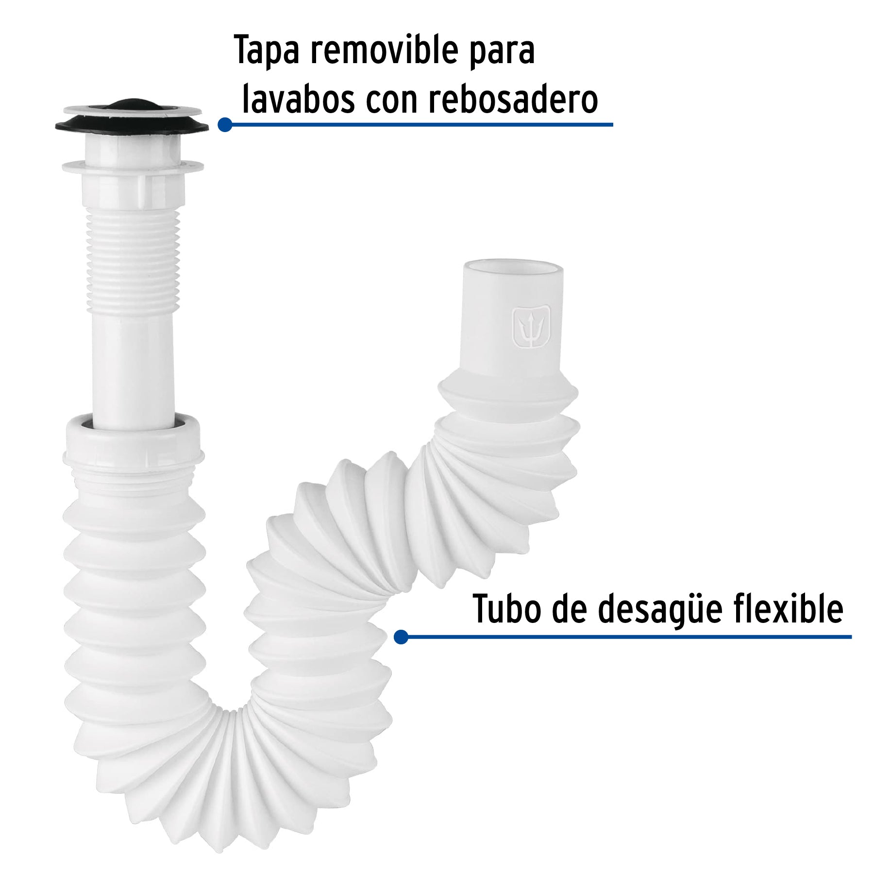 Céspol flexible p/lavabo con contra, polipropileno, 1-1/4"