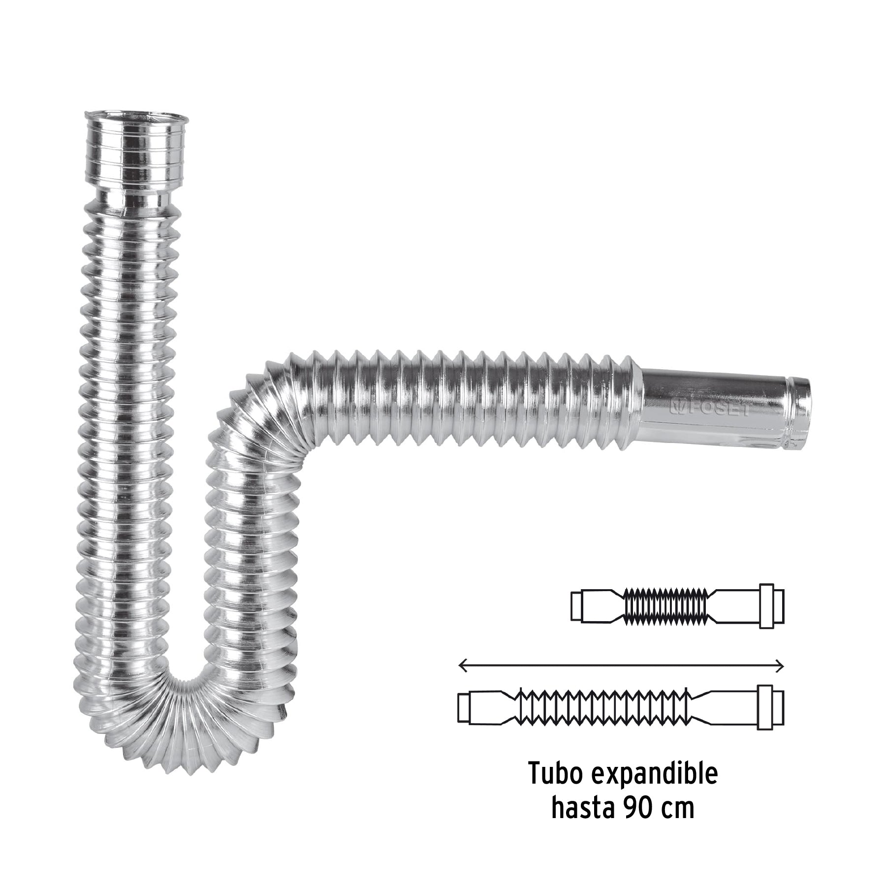 Céspol flexible p/lavabo y fregadero, polipropileno, cromo
