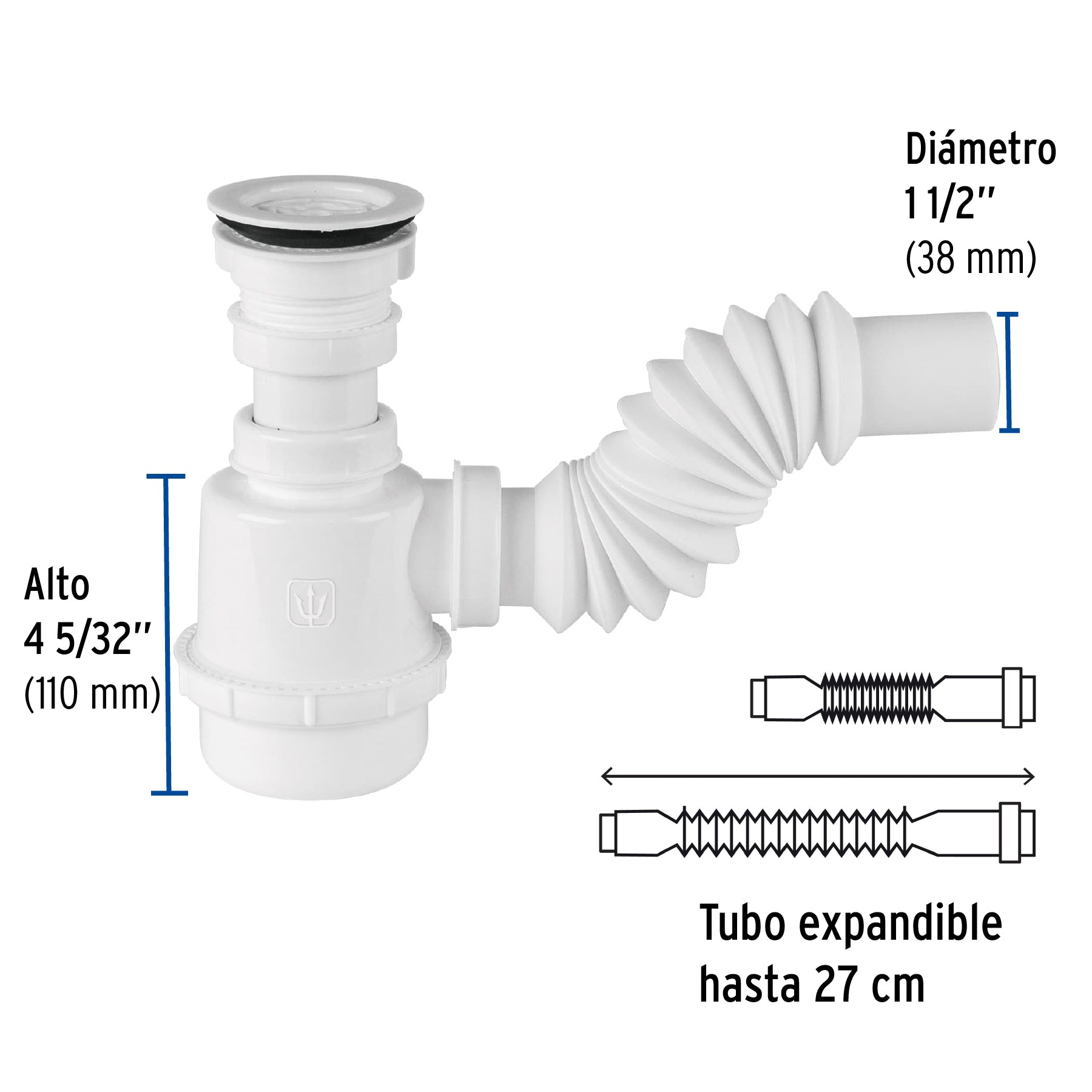 Céspol de bote p/fregadero c/contra 2 1/2", polipr, 1-1/2"