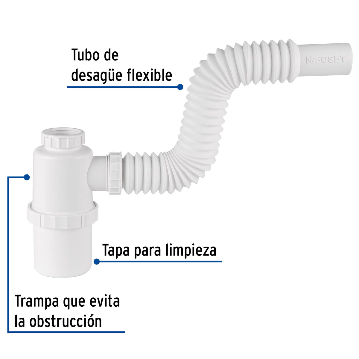 Céspol de bote p/fregadero s/contra, polipropileno, 1-1/2"