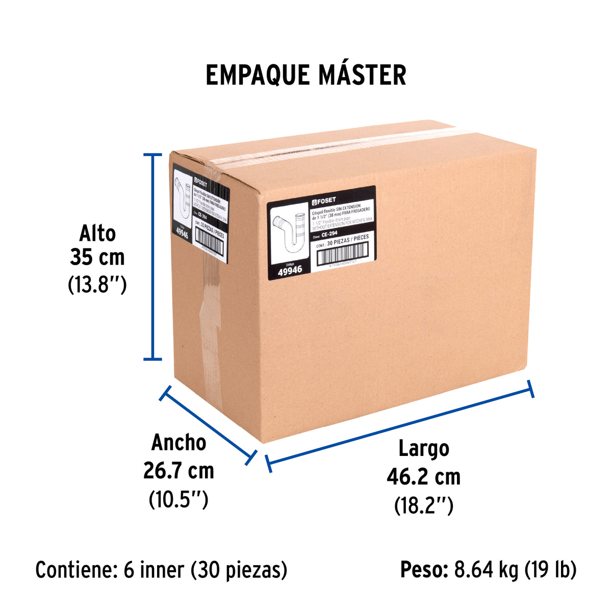 Céspol flexible para fregadero, PVC, 1-1/2"