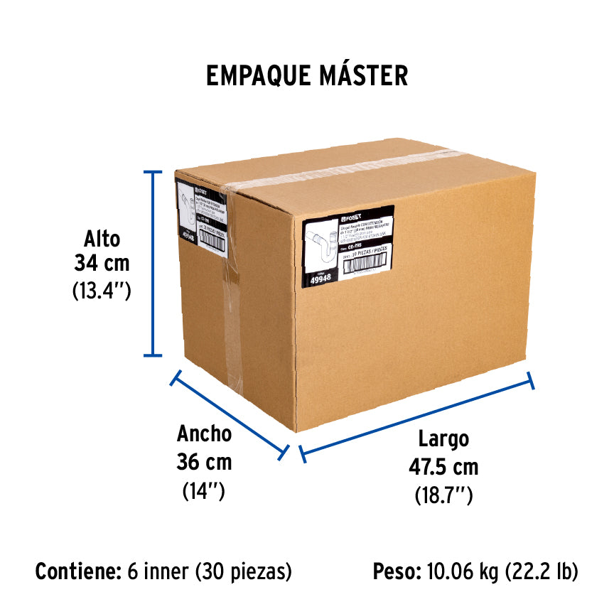 Céspol flexible para fregadero, PVC c/ext 20 cm,1-1/2"