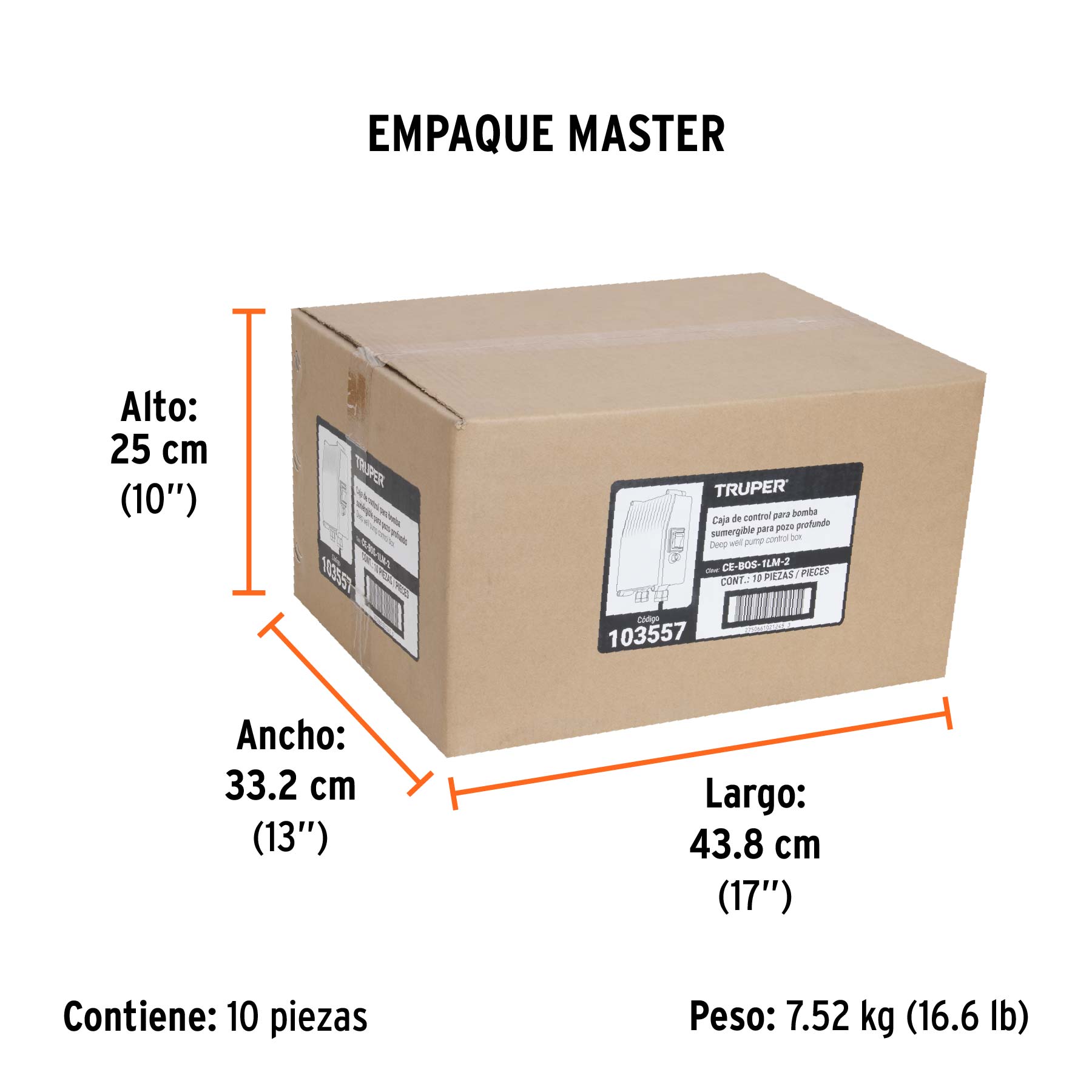 Caja de control p/bomba pozo profundo 1 HP, 220V, Truper