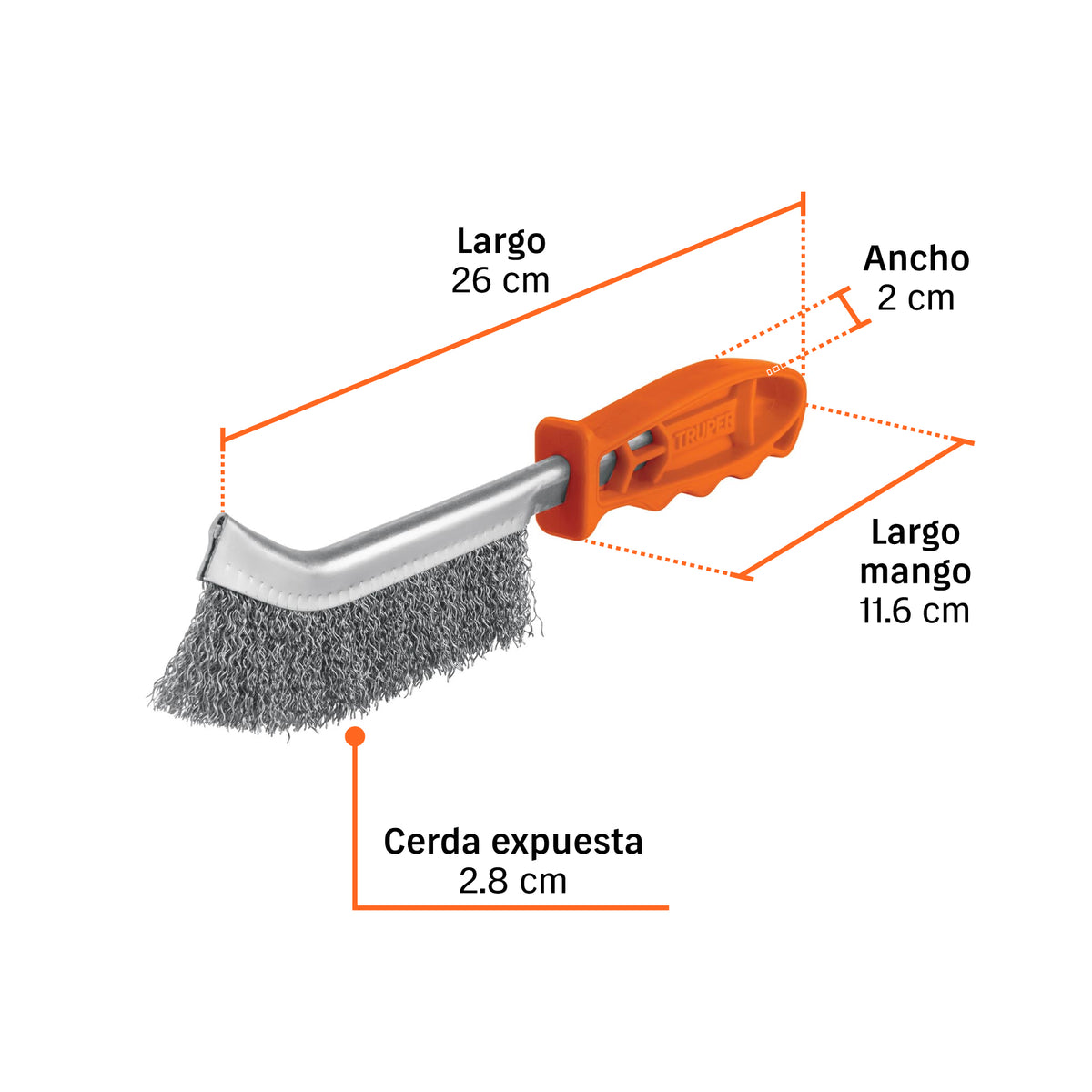 Cepillo de alambre curvo de acero al carbono, TRUPER