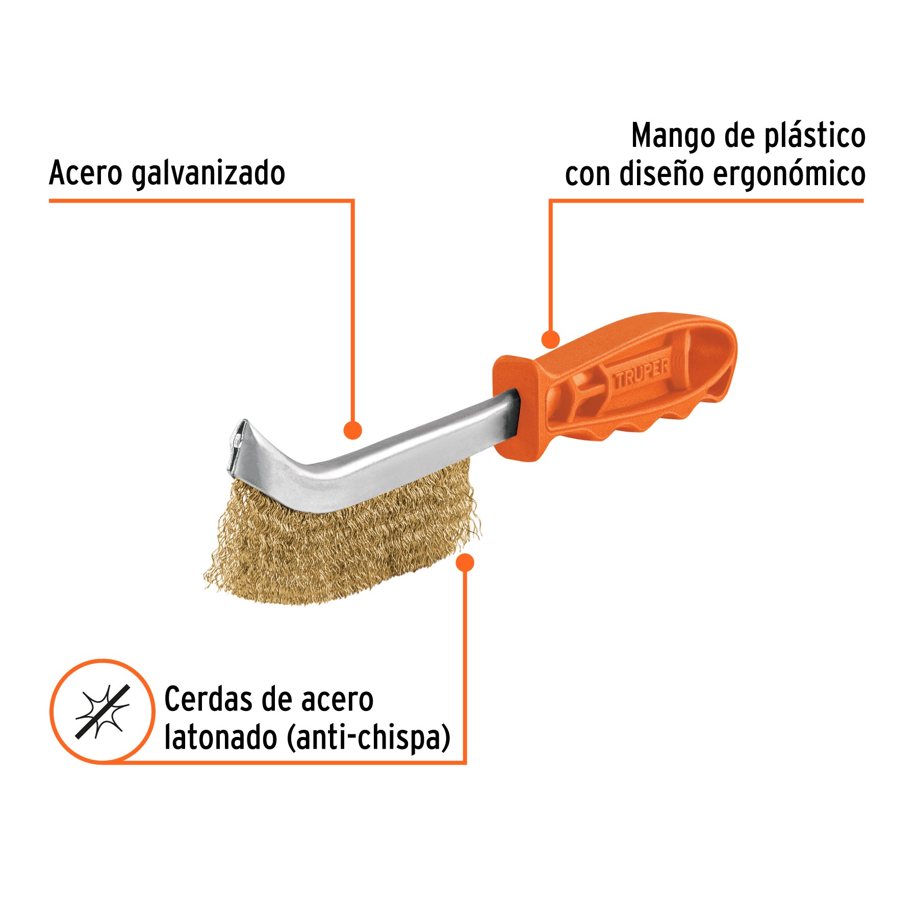 Cepillo de alambre curvo, alambre ondulado