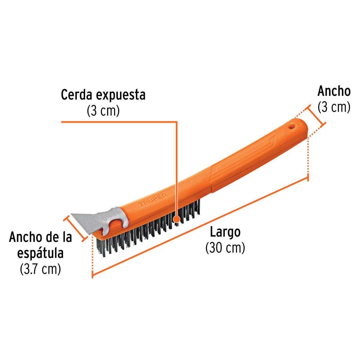 Cepillo de alambre con espátula, acero carbono, 51 pinceles