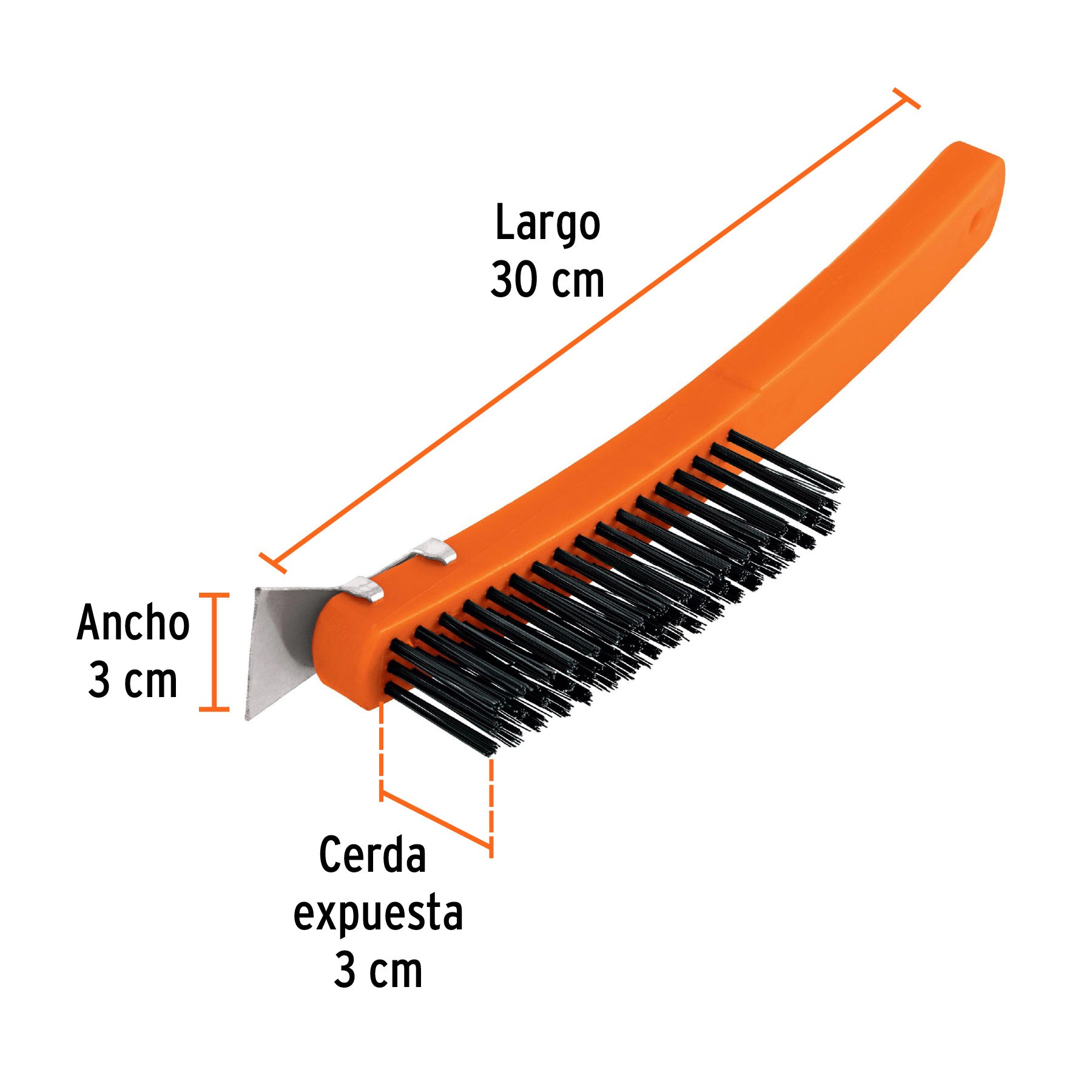 Cepillo de alambre con espátula, acero carbono, 51 pinceles