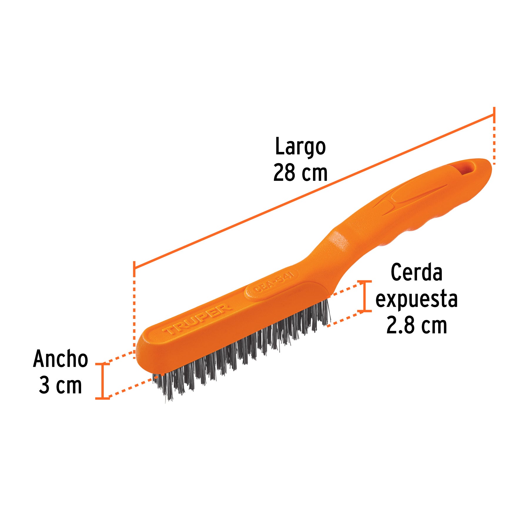 Cepillo de alambre, cerdas acero inoxidable, 64 pinceles
